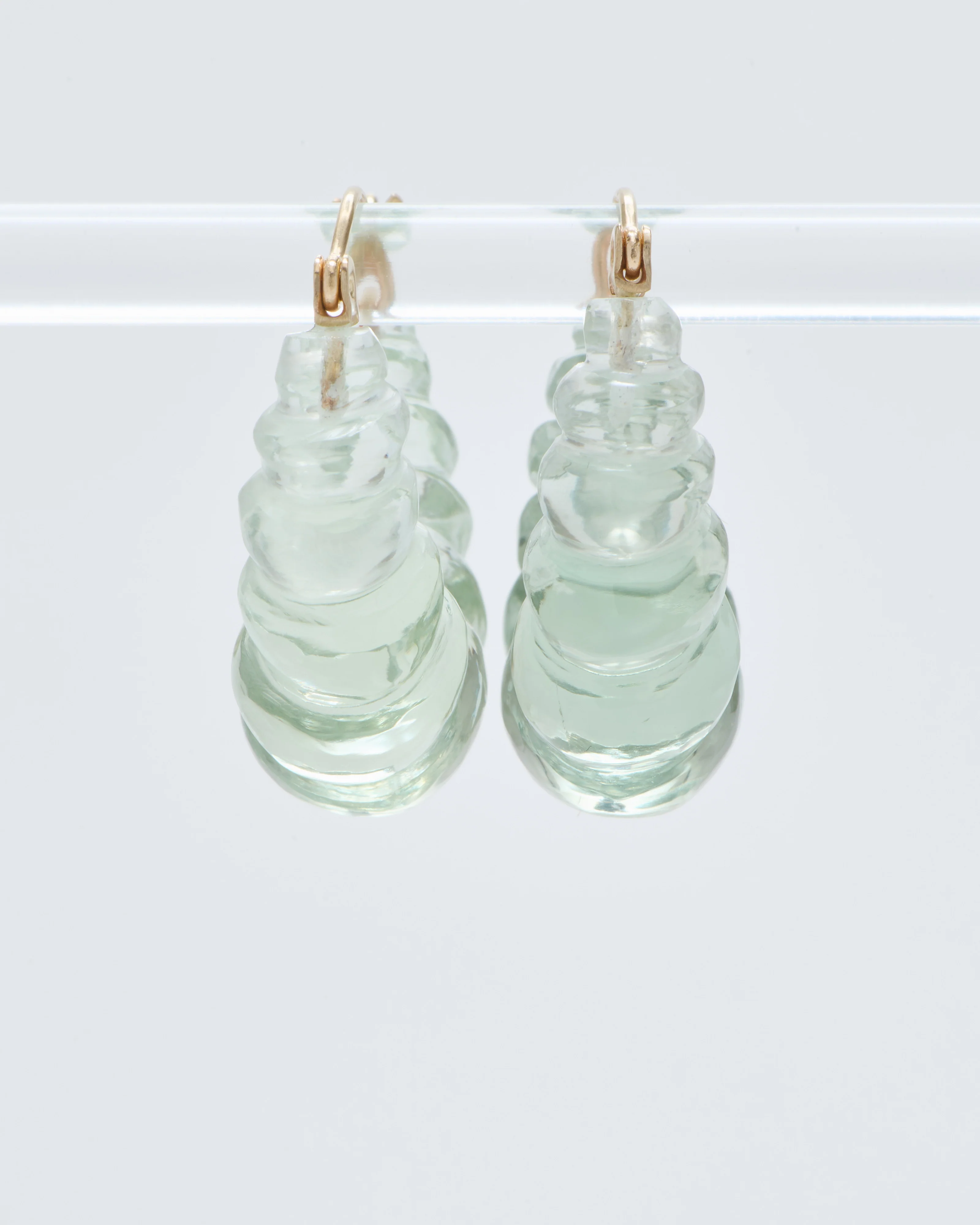 green amethyst stone carved hoop earring - Image 5