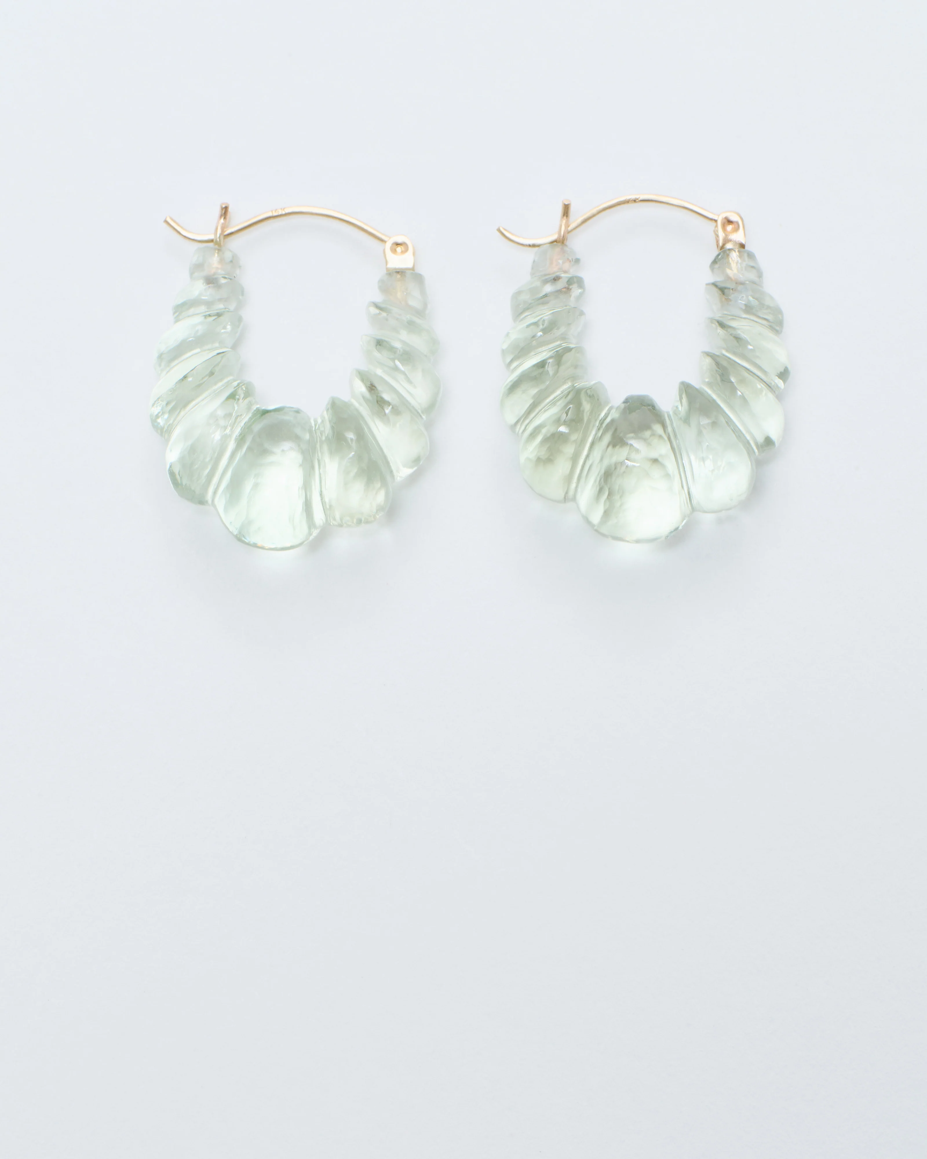 green amethyst stone carved hoop earring - Image 6