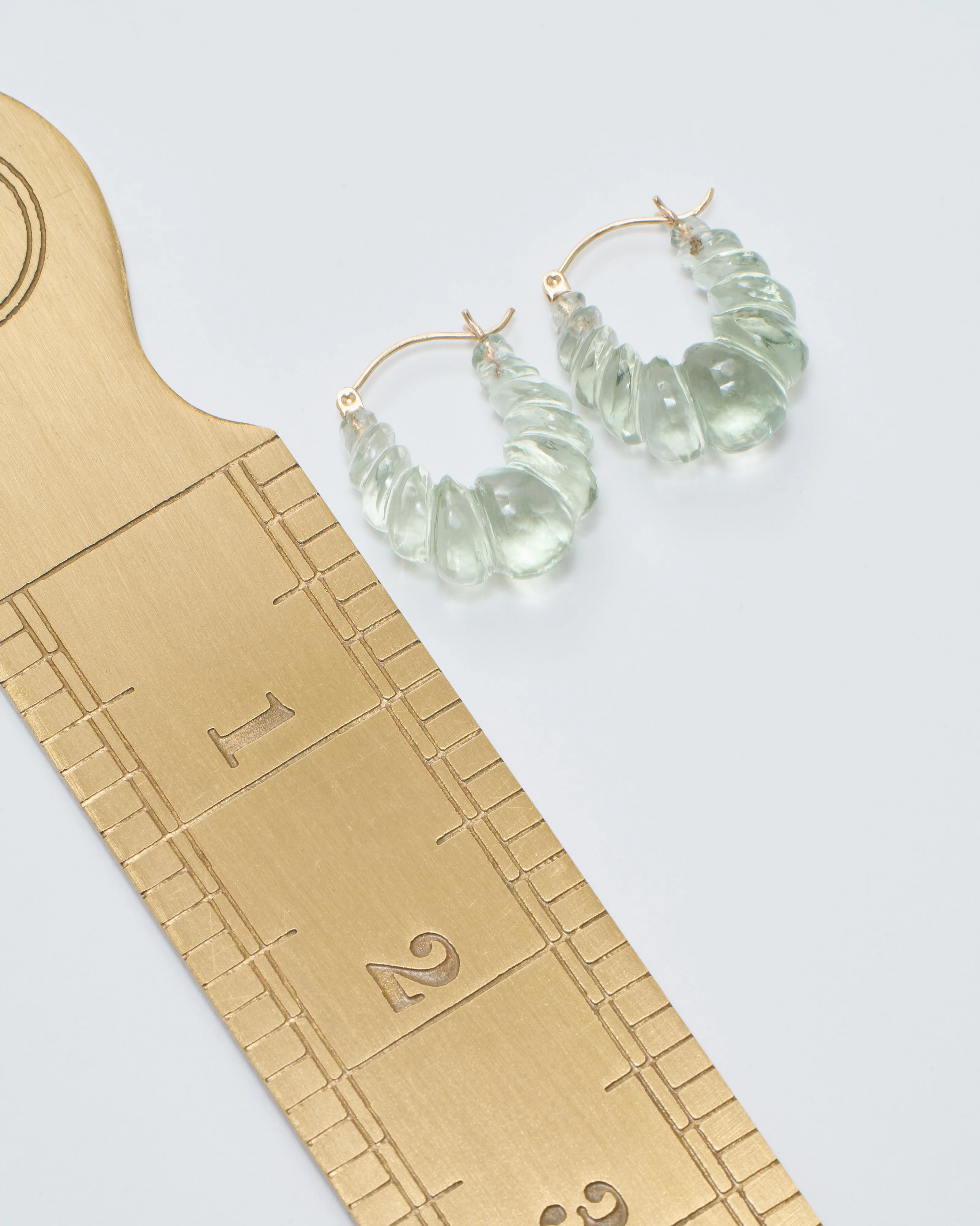 green amethyst stone carved hoop earring - Image 7