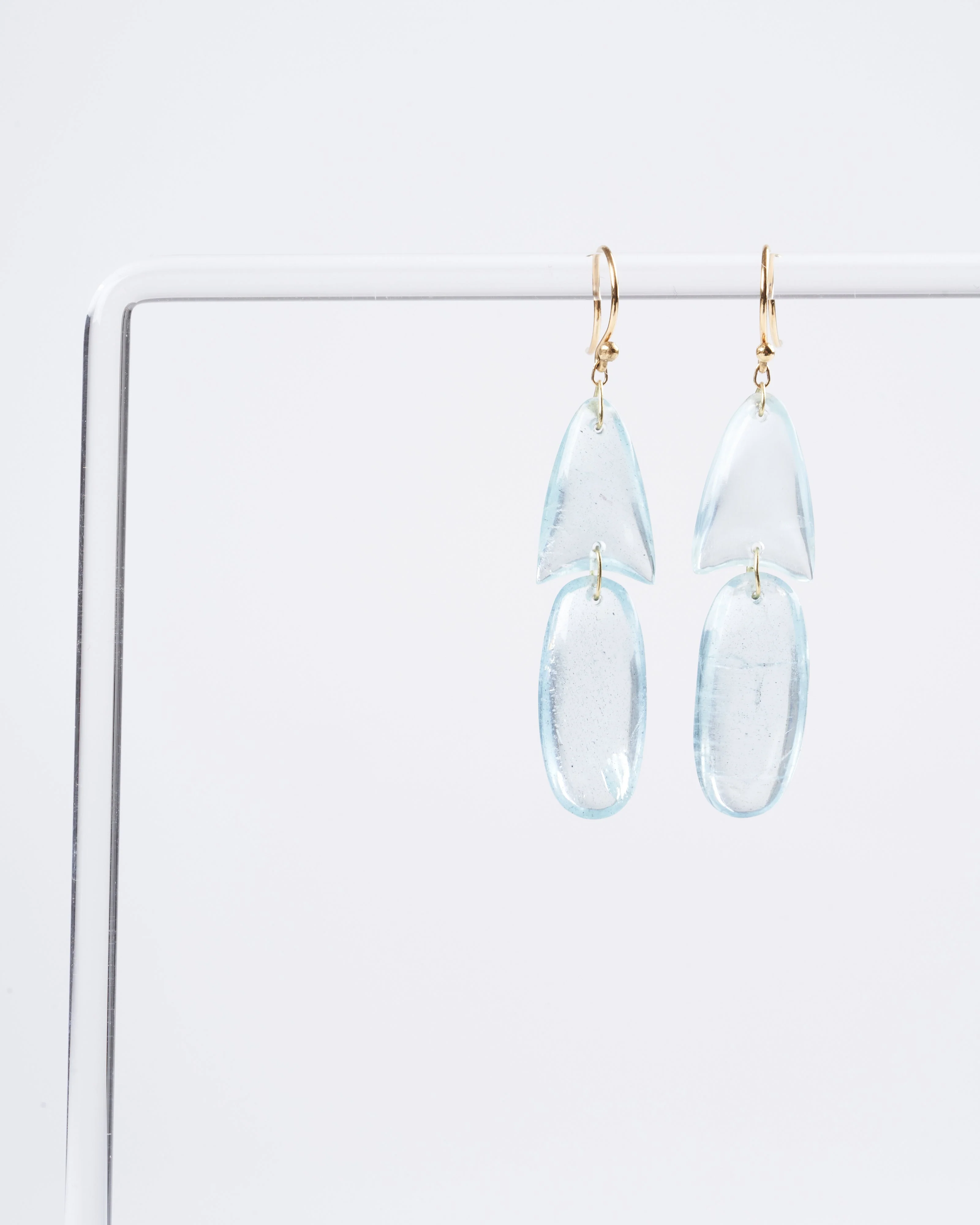 handcut arrowhead earrings aquamarine - blue