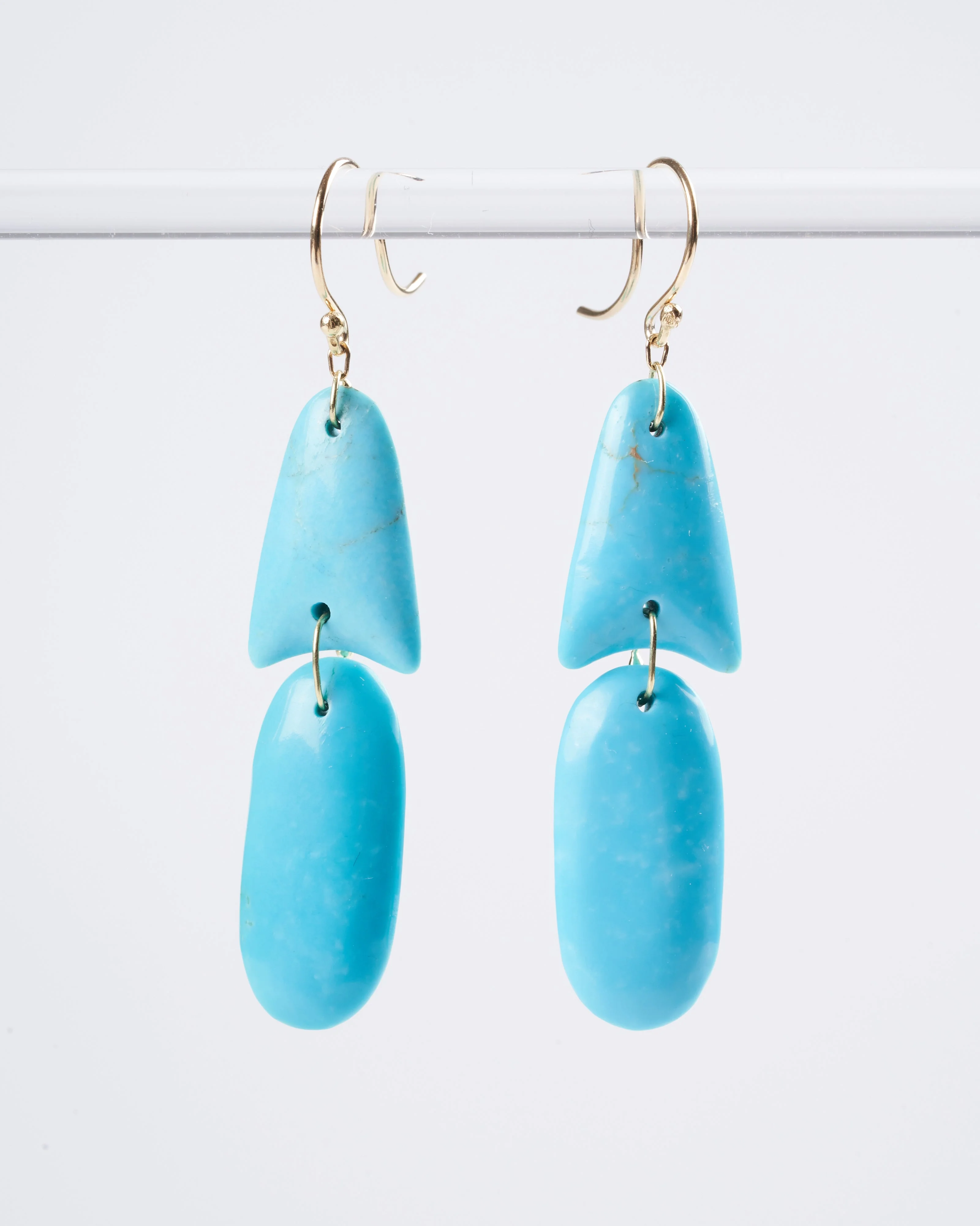 handcut arrowhead earrings turquoise w/18k - blue - Image 2