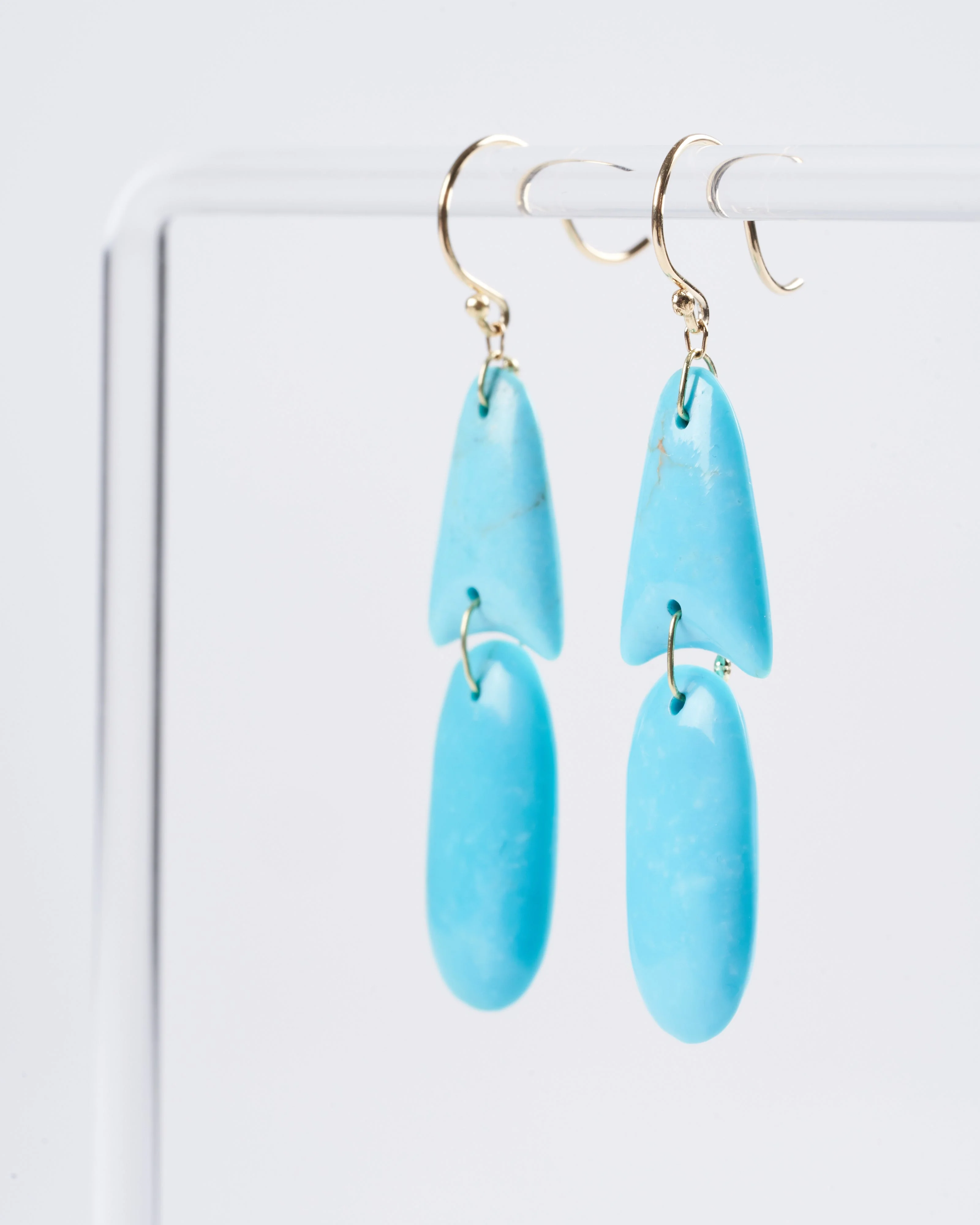handcut arrowhead earrings turquoise w/18k - blue - Image 3