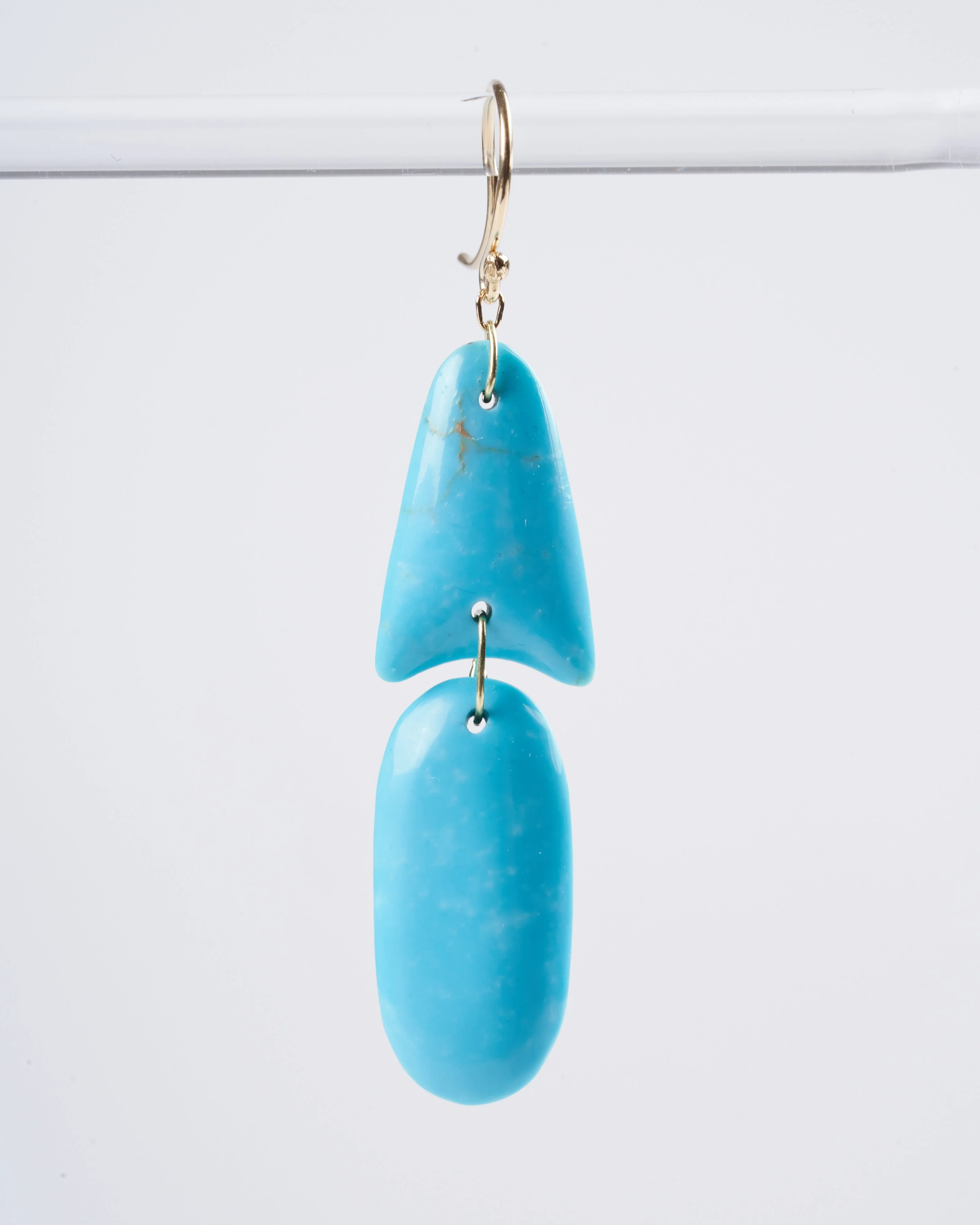 handcut arrowhead earrings turquoise w/18k - blue - Image 4