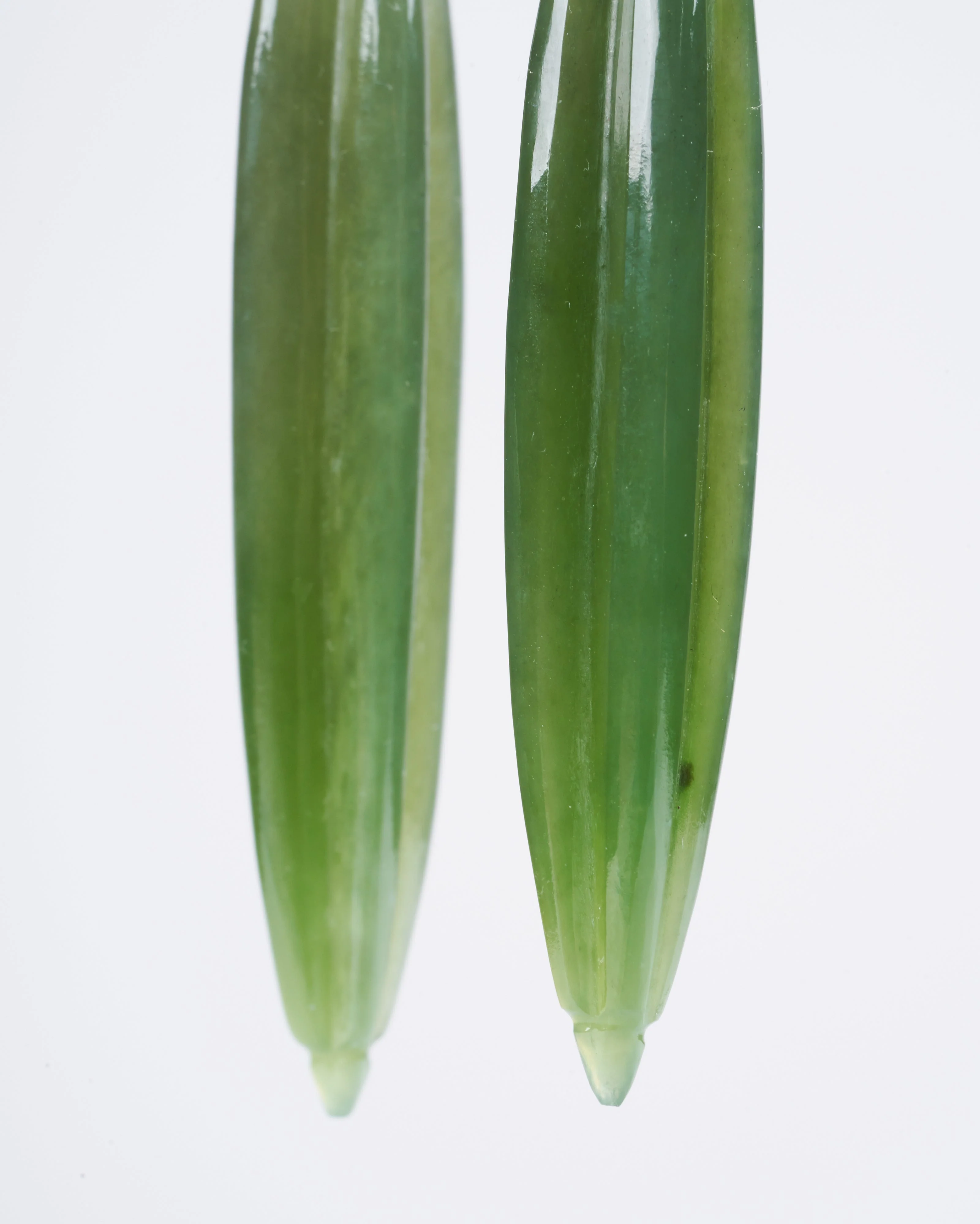 hand cut pine needle jade earrings - green - Image 4