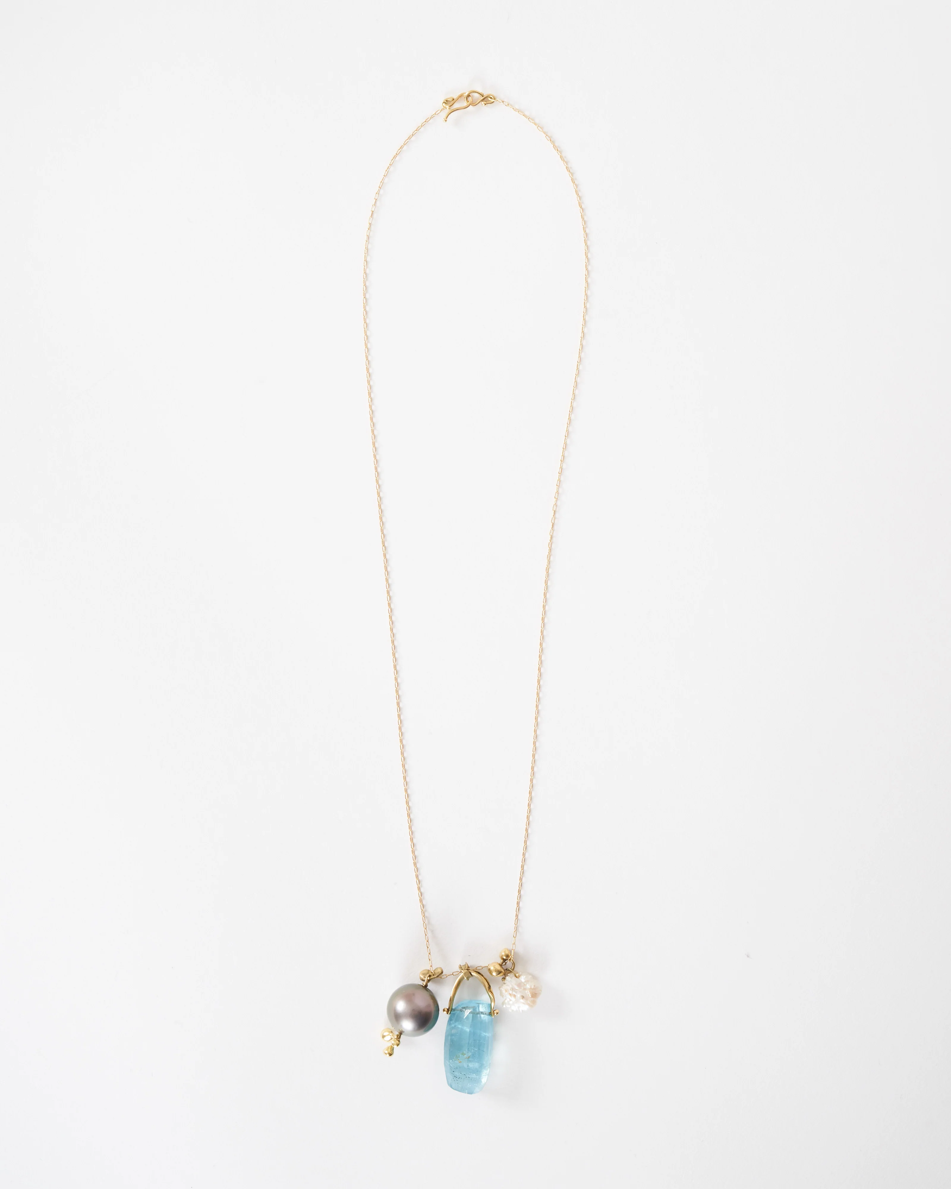 pearl and aqua charm necklace - Image 3