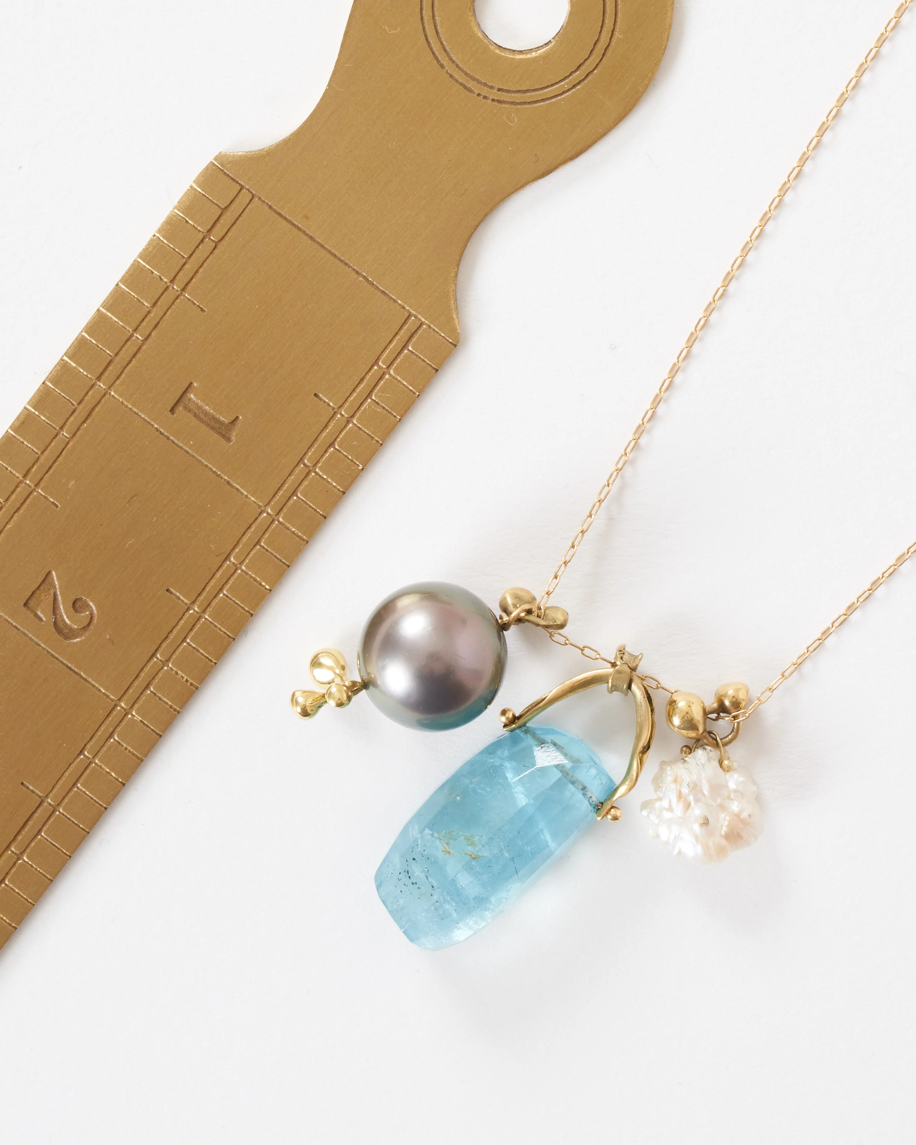 pearl and aqua charm necklace - Image 4