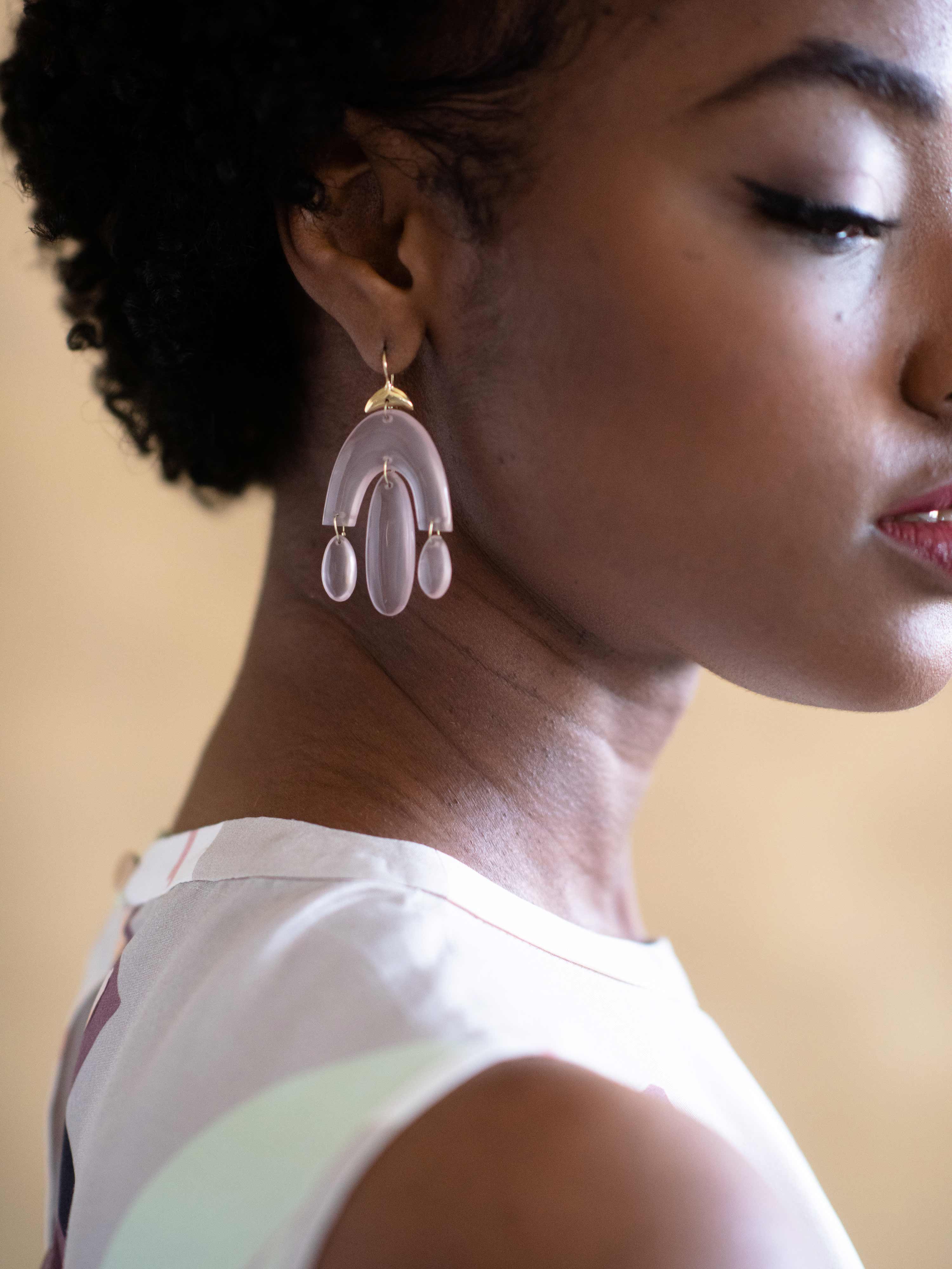 rose quartz mini chandelier earring - Image 3
