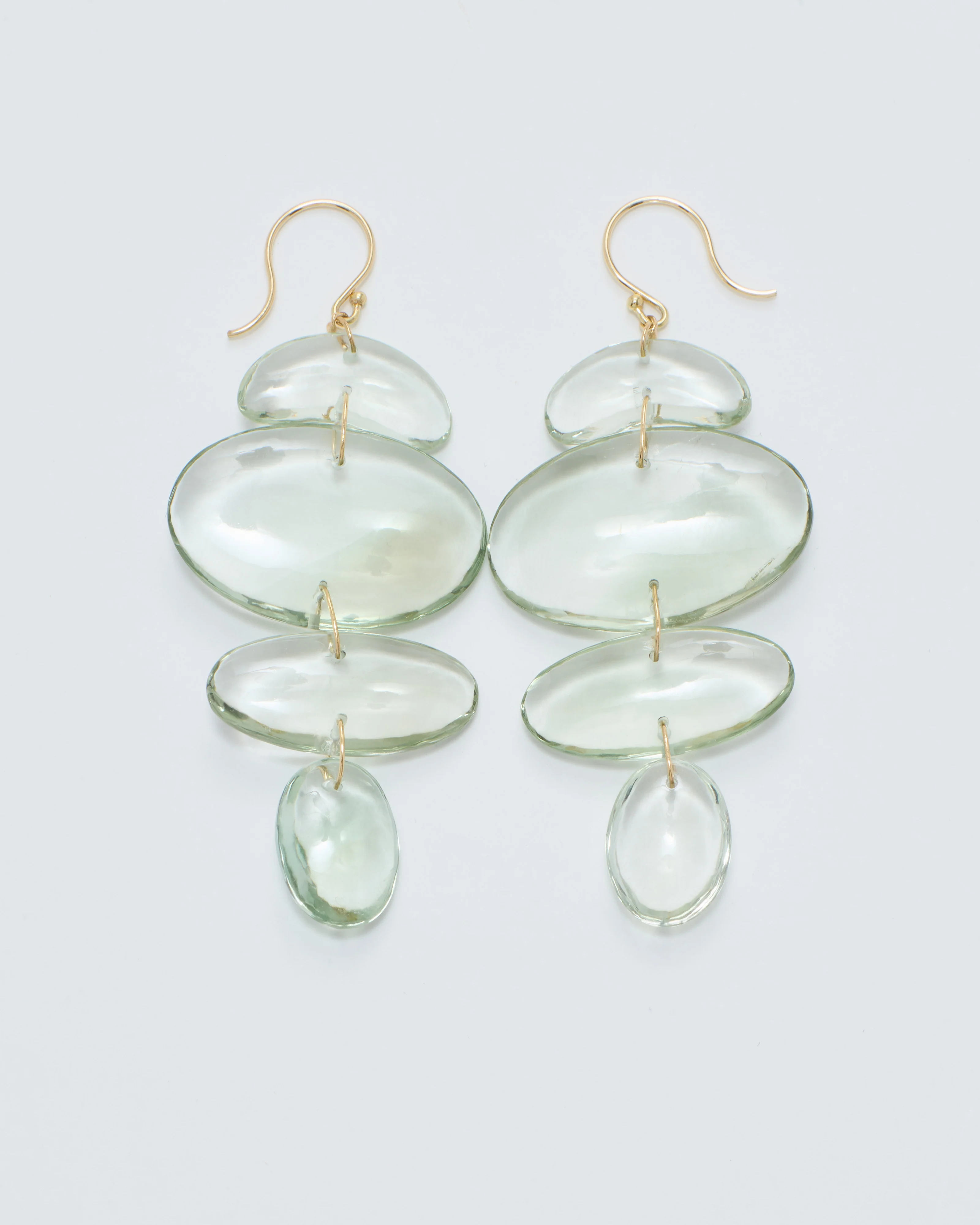 small oval totem green amethyst earrings