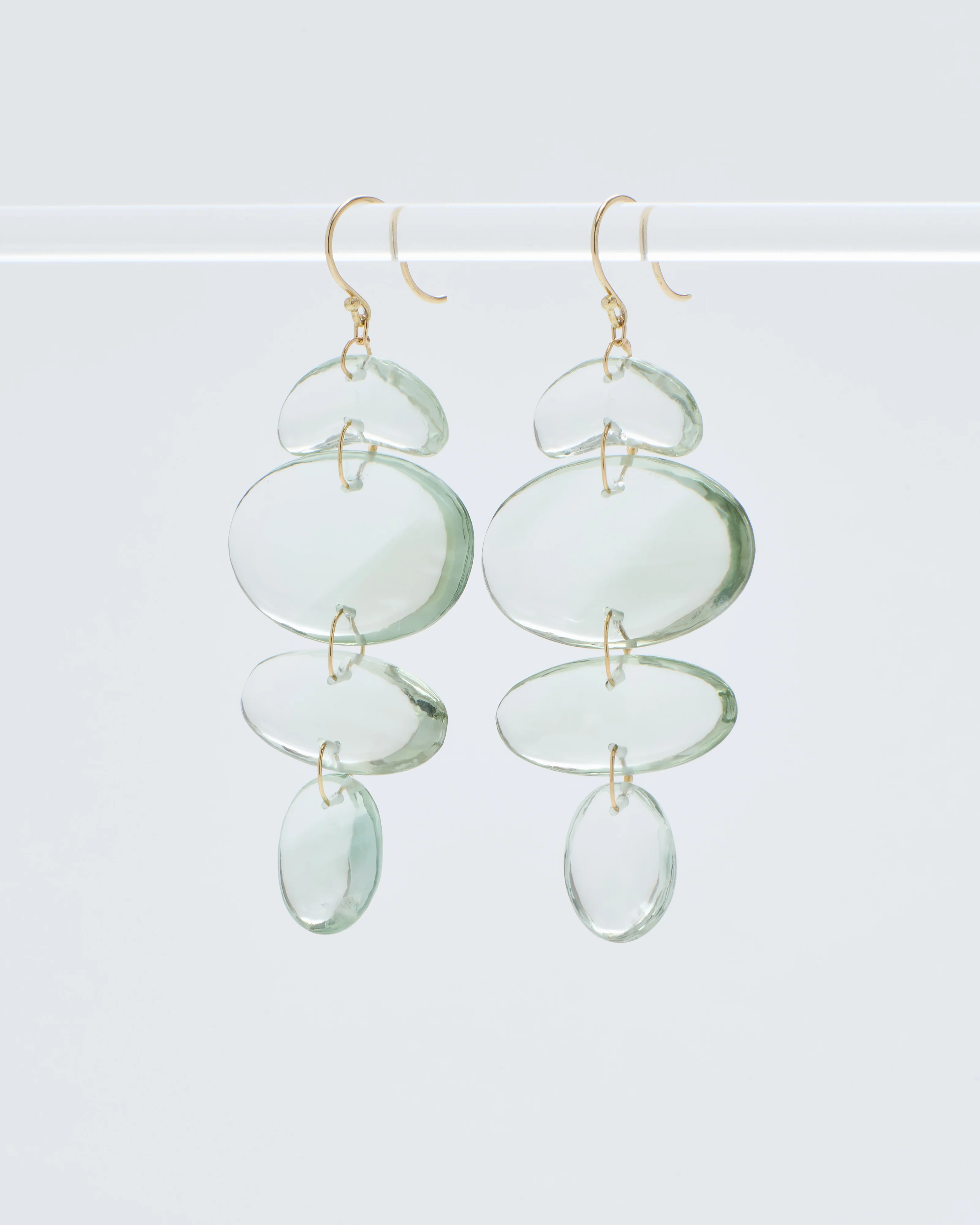 small oval totem green amethyst earrings - Image 3