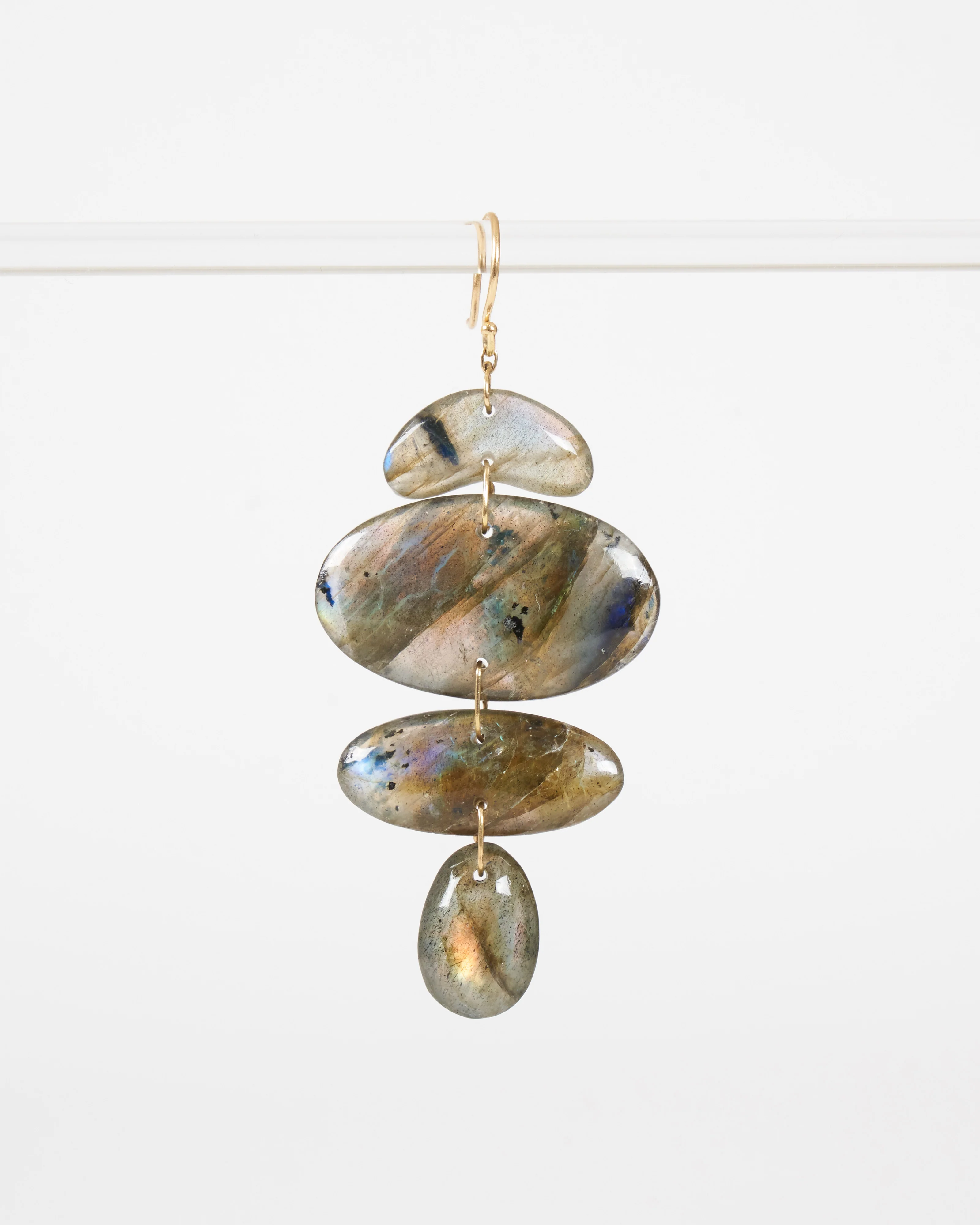 small oval totem labadorite earrings - gold/labadorite - Image 4