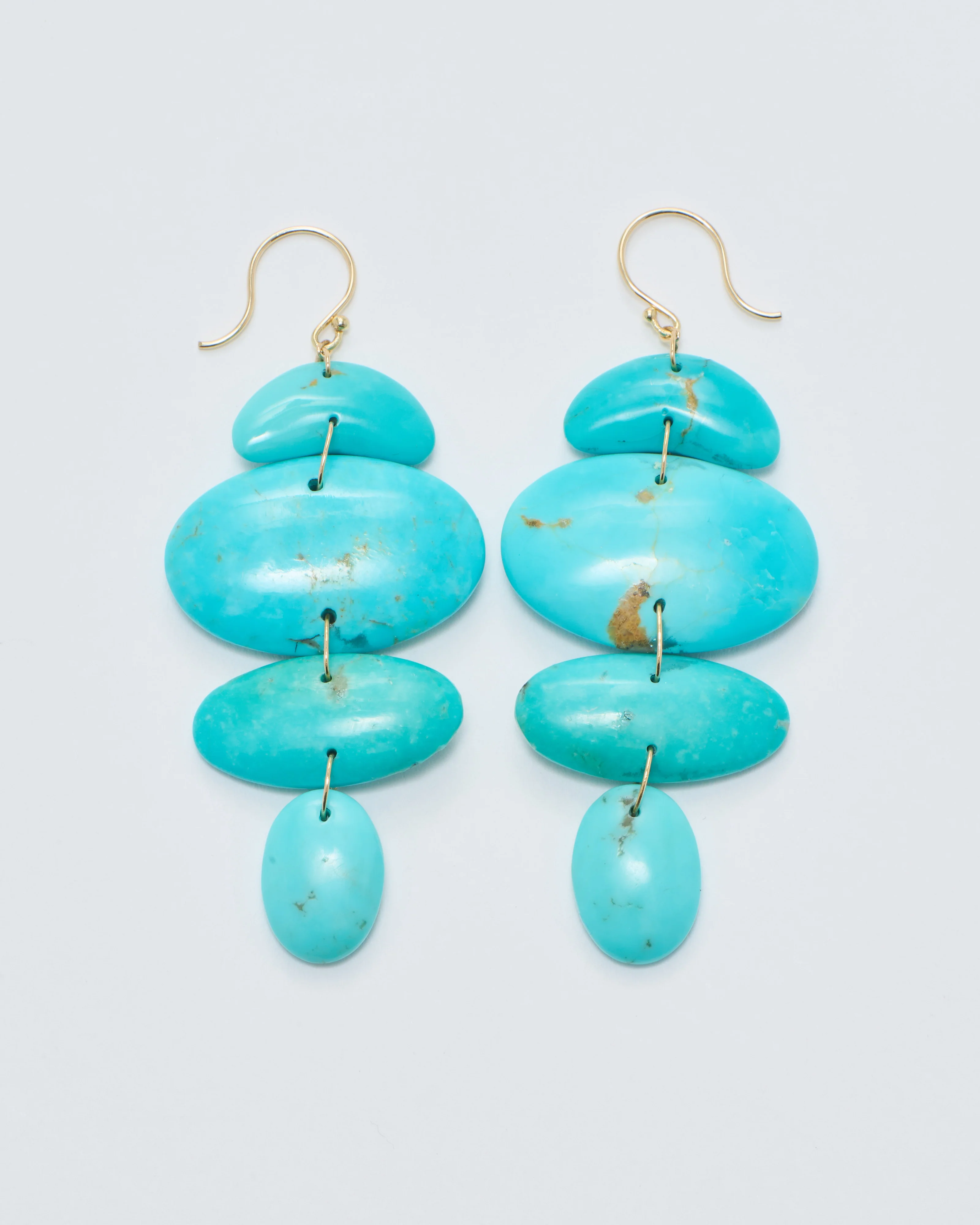 small oval totem turquoise earrings