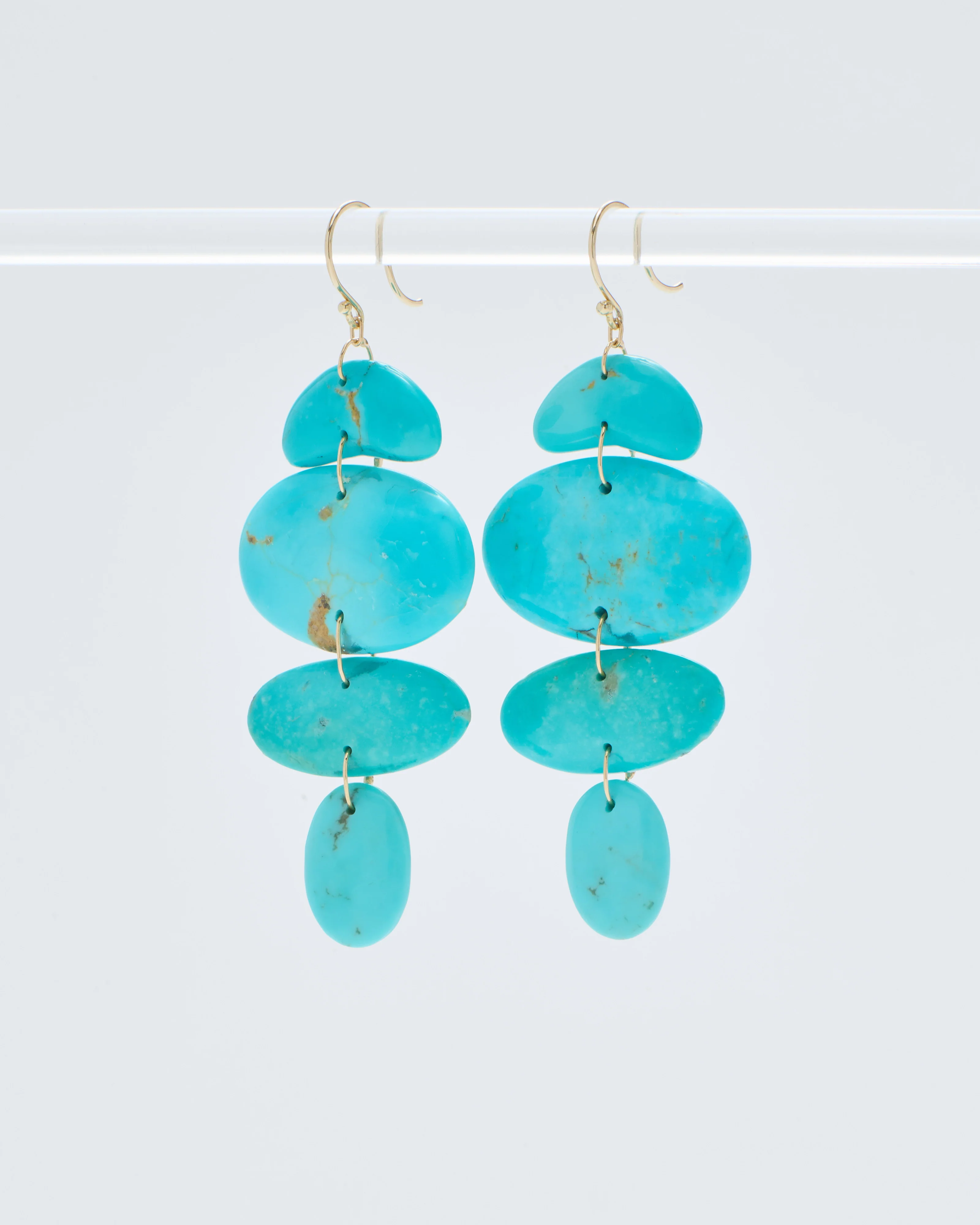 small oval totem turquoise earrings - Image 2
