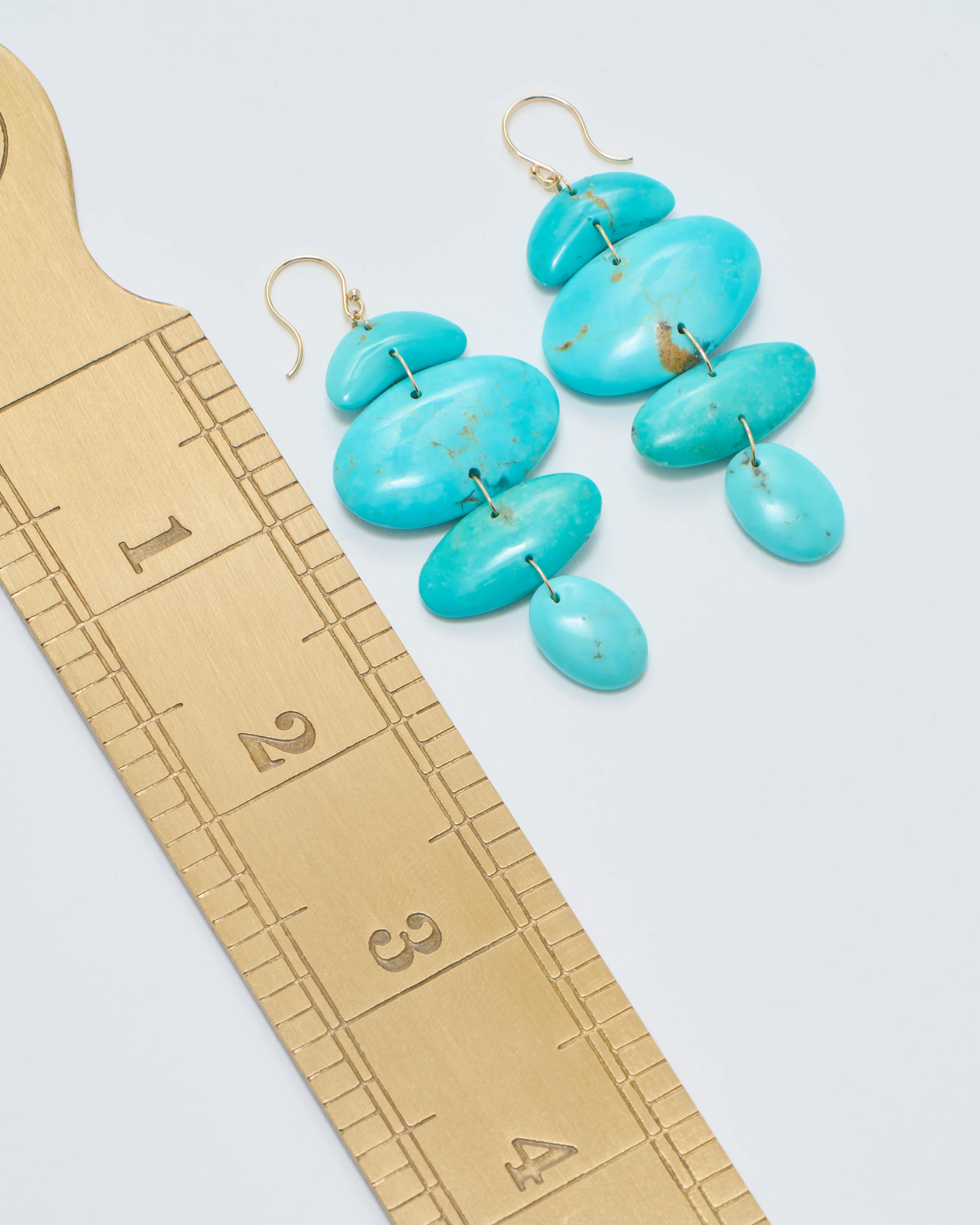 small oval totem turquoise earrings - Image 7