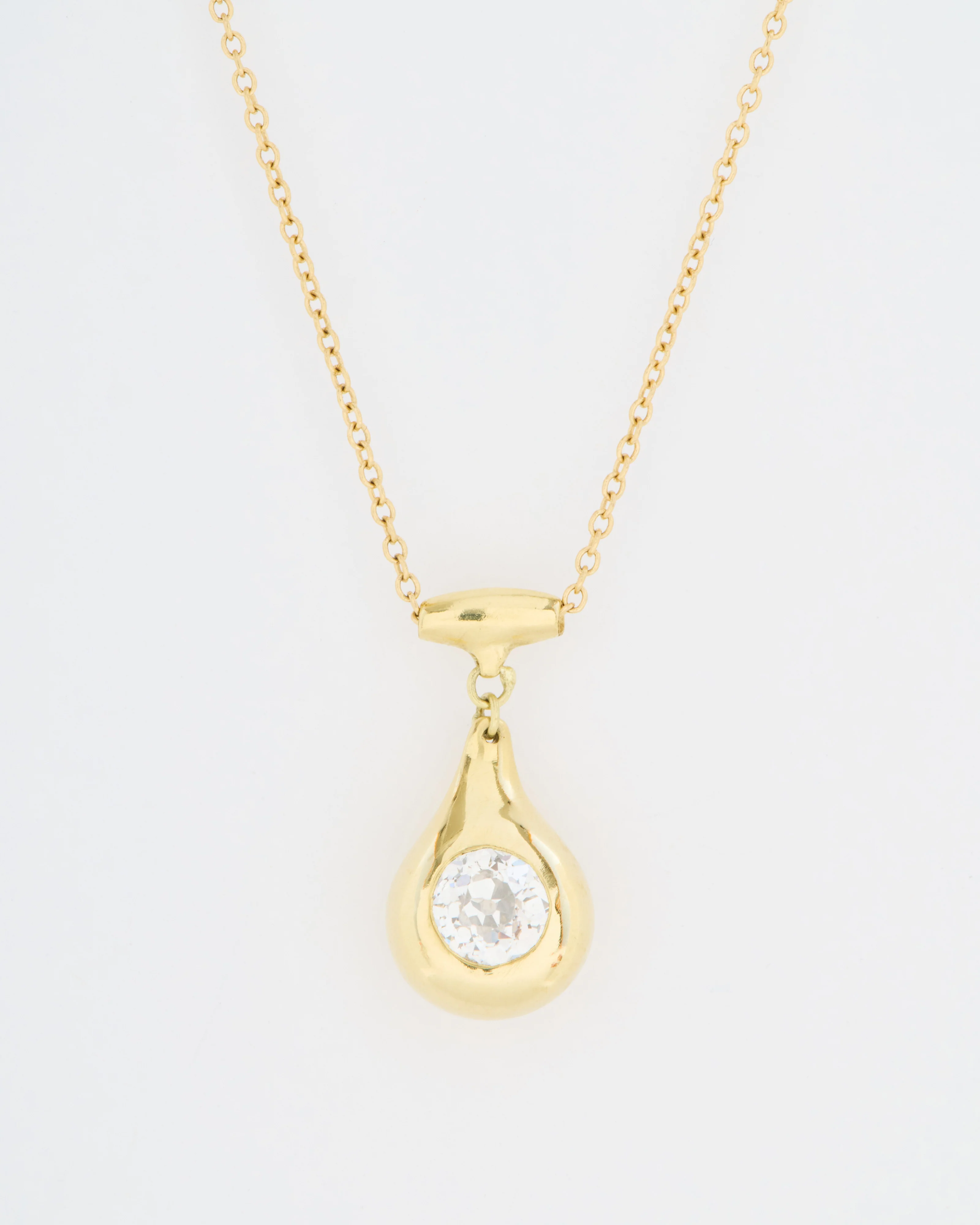 solitaire drop diamond necklace euro cut - Image 2