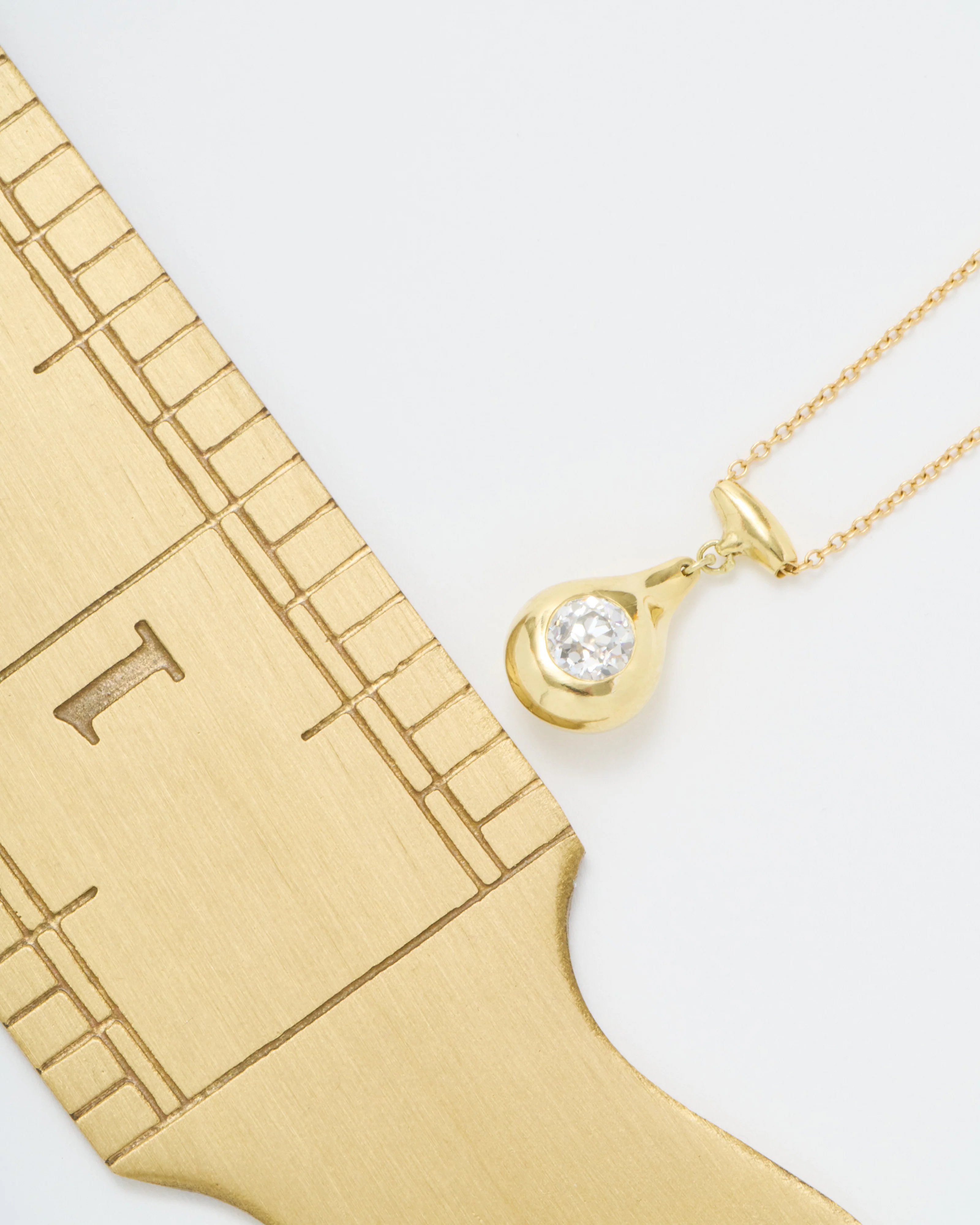 solitaire drop diamond necklace euro cut - Image 7
