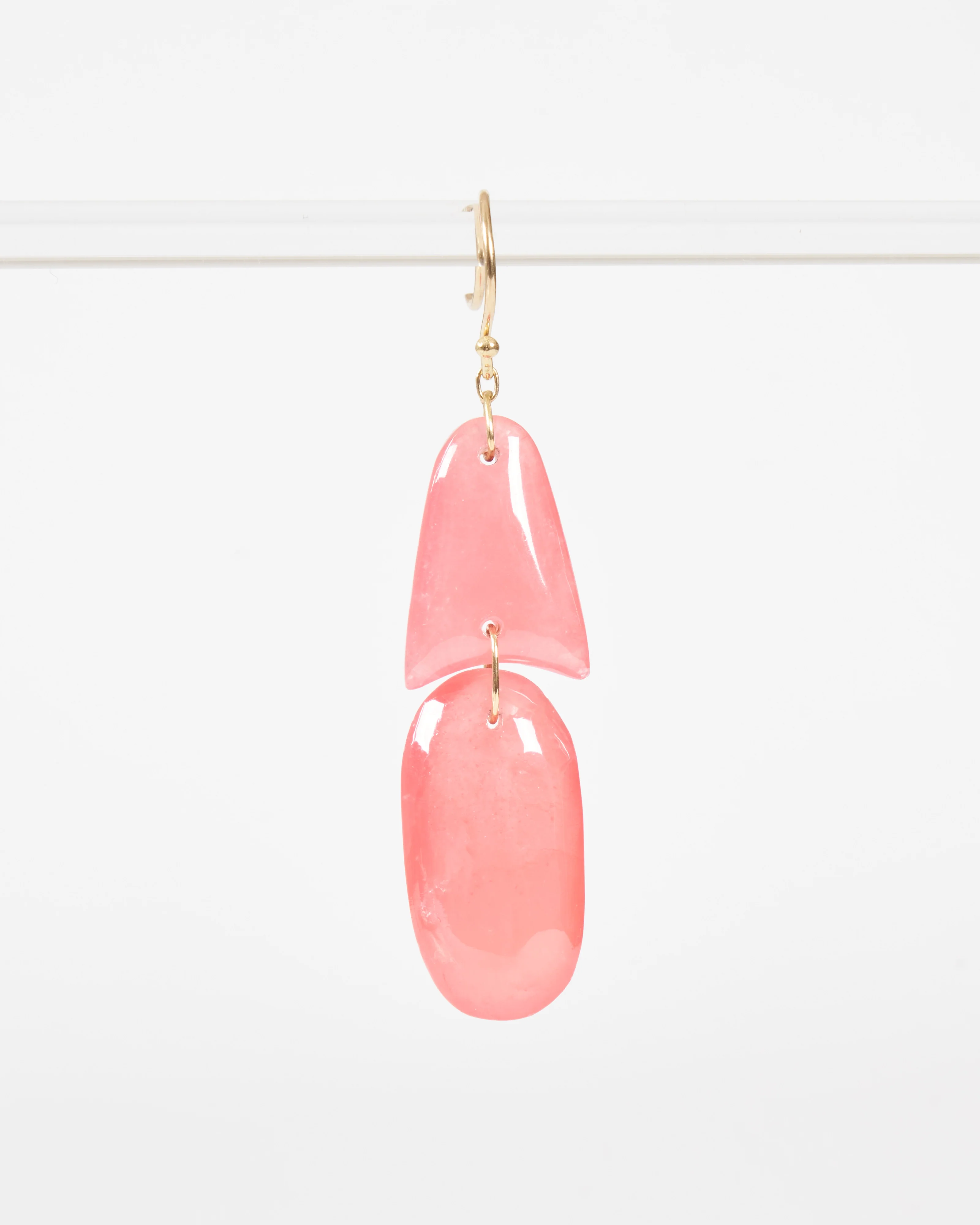 tiny rhodocrosite arrowhead earrings - pink/gold - Image 4