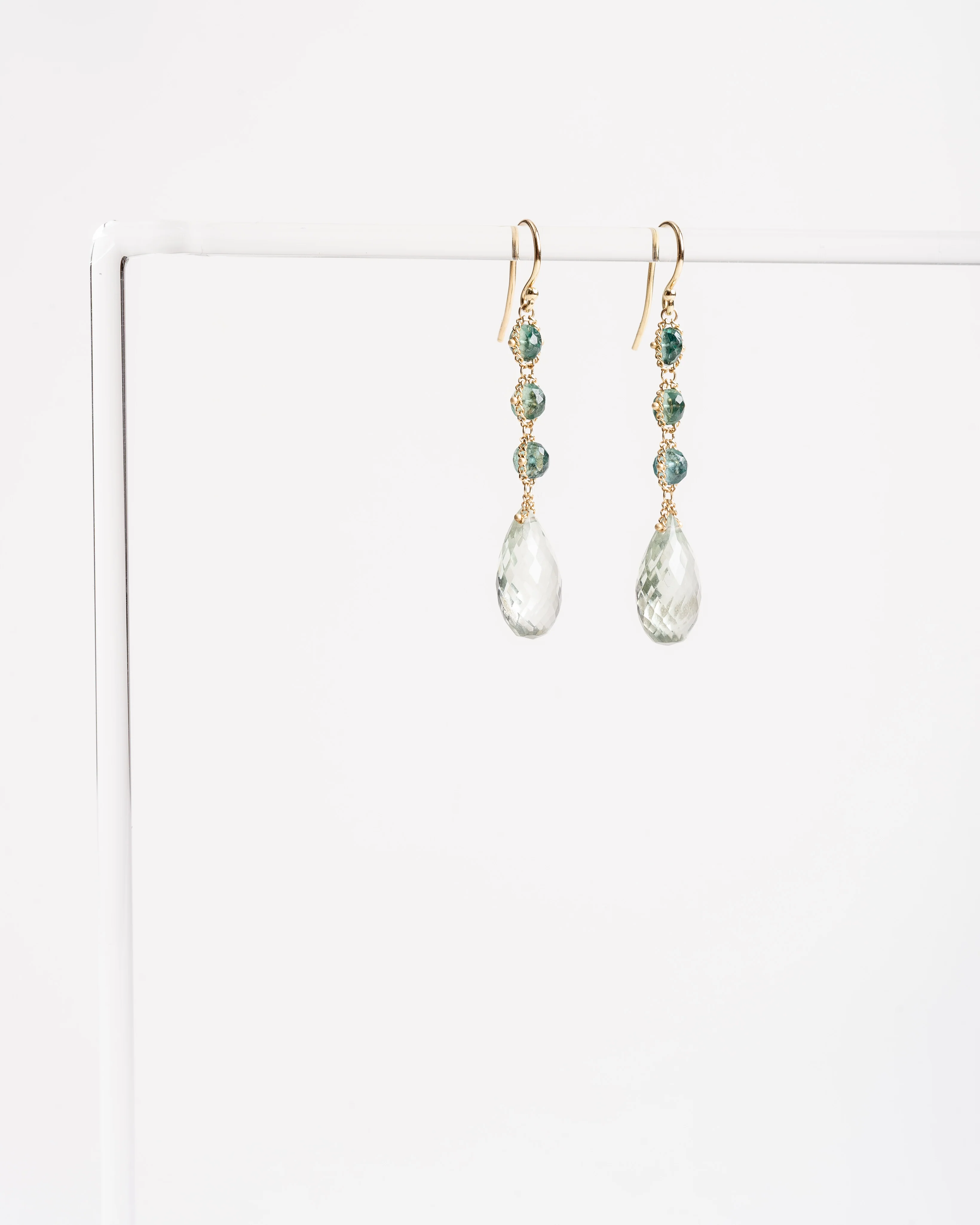prasiolite and apatite earrings - Image 2