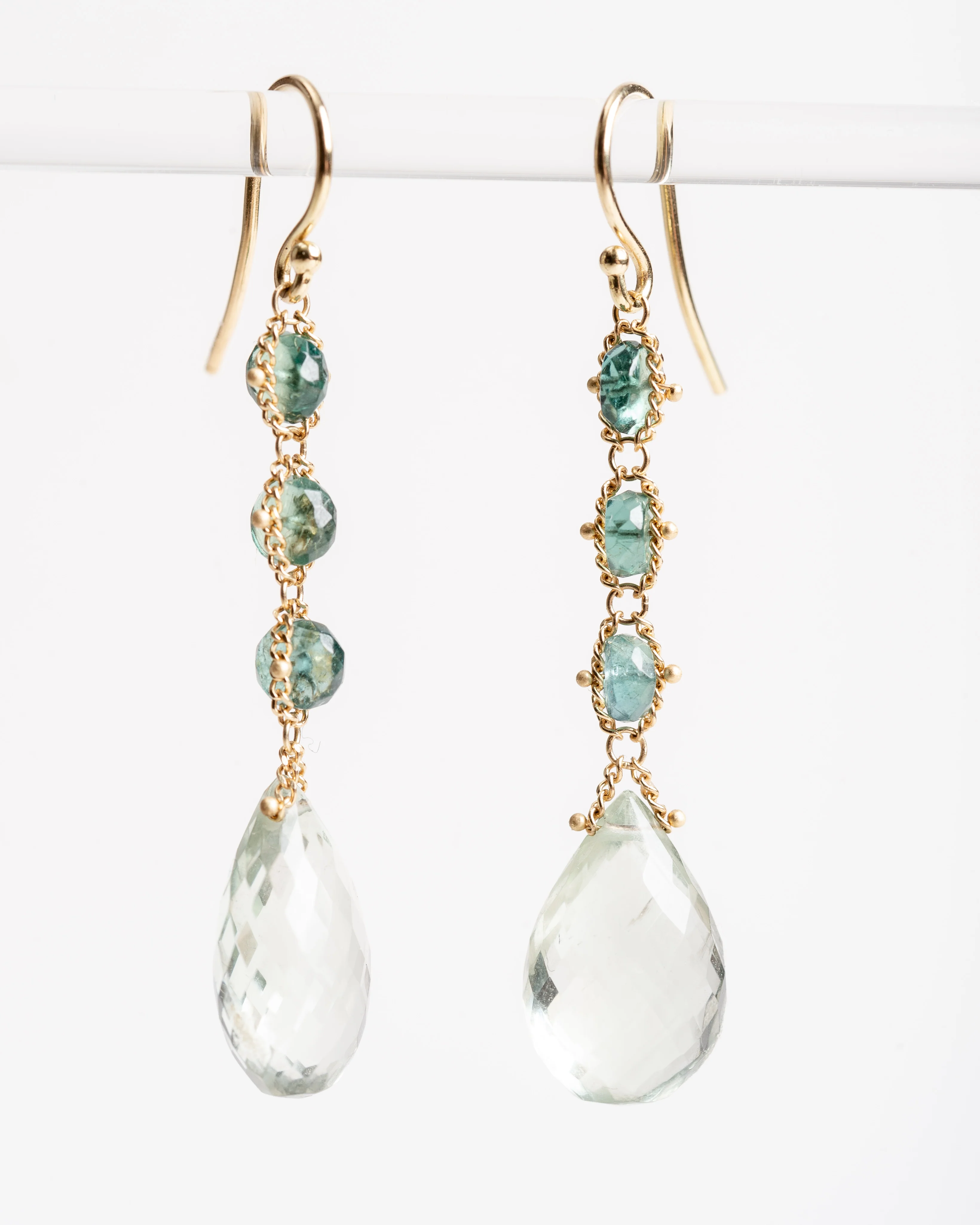 prasiolite and apatite earrings - Image 3