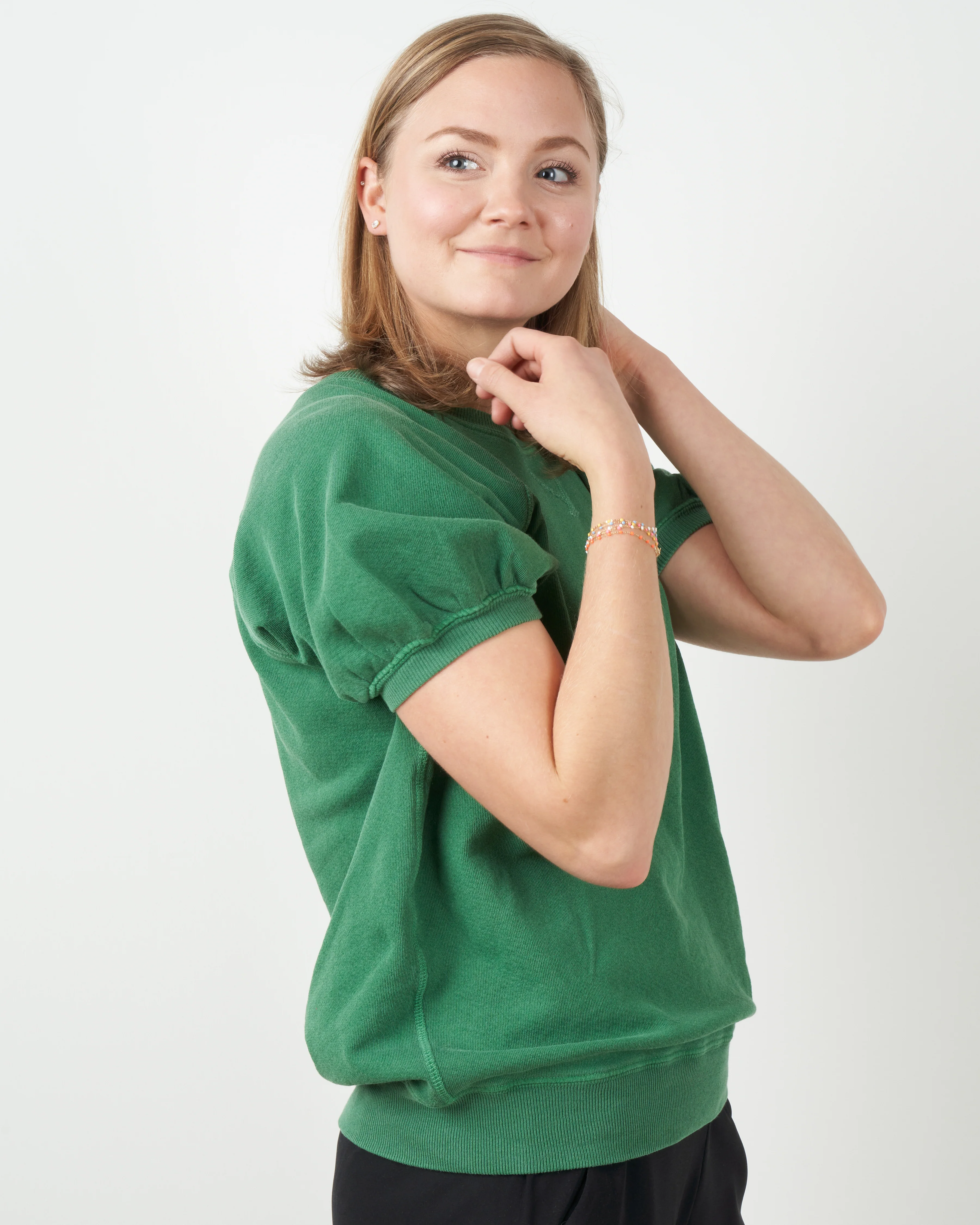 puff sleeve sweatshirt - bottle green - Image 2