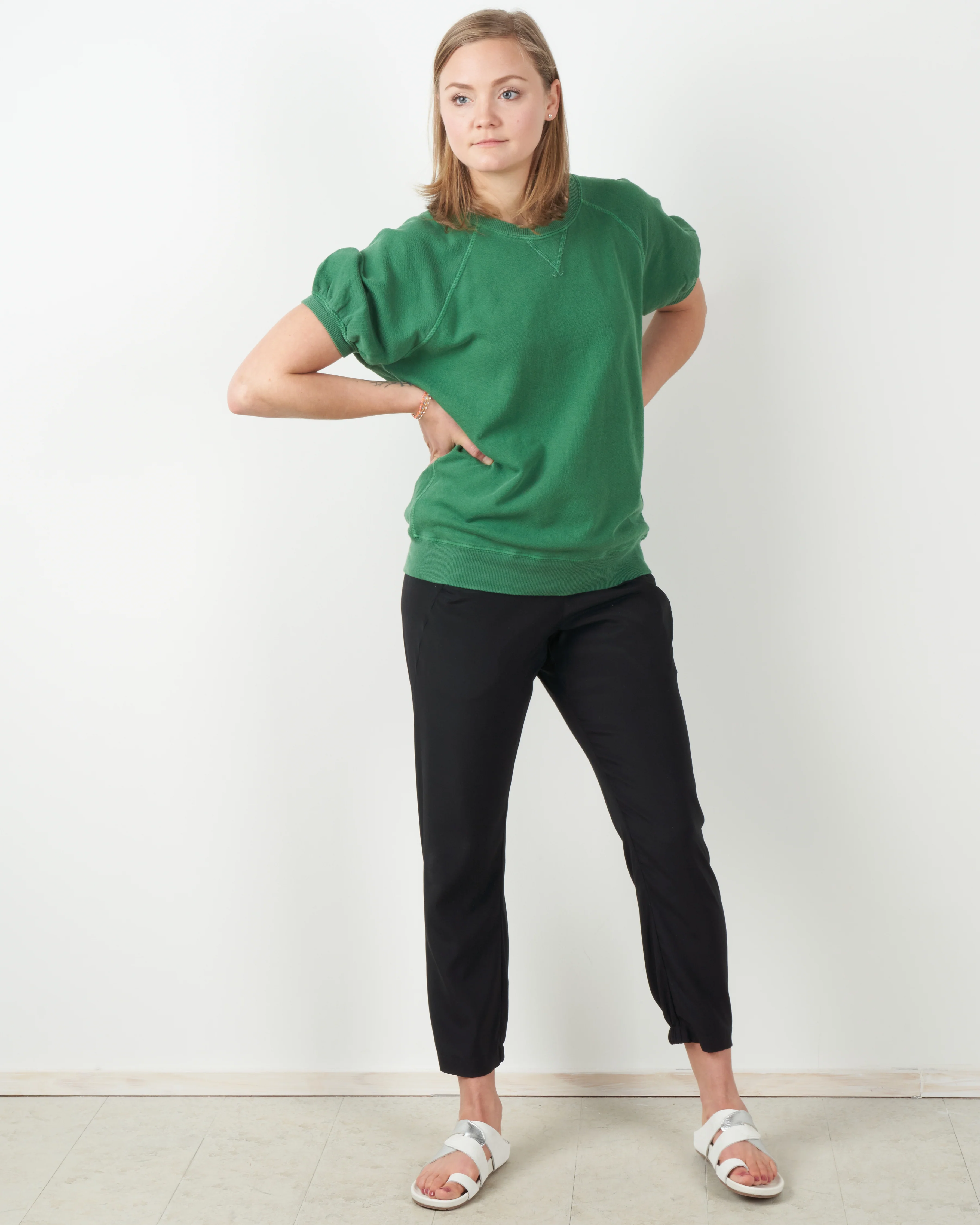puff sleeve sweatshirt - bottle green - Image 4