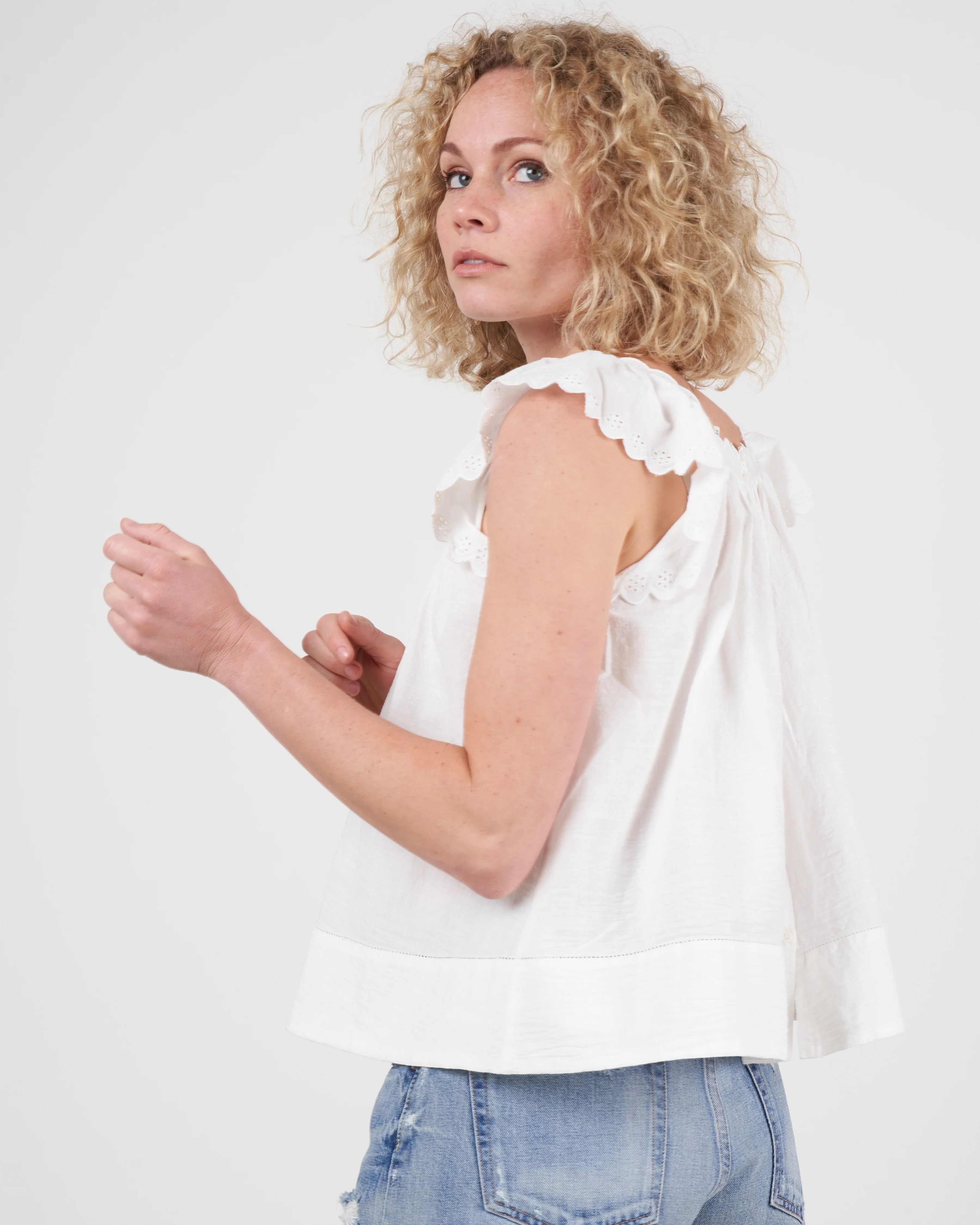 the eyelet keepsake tank - white white - Image 2