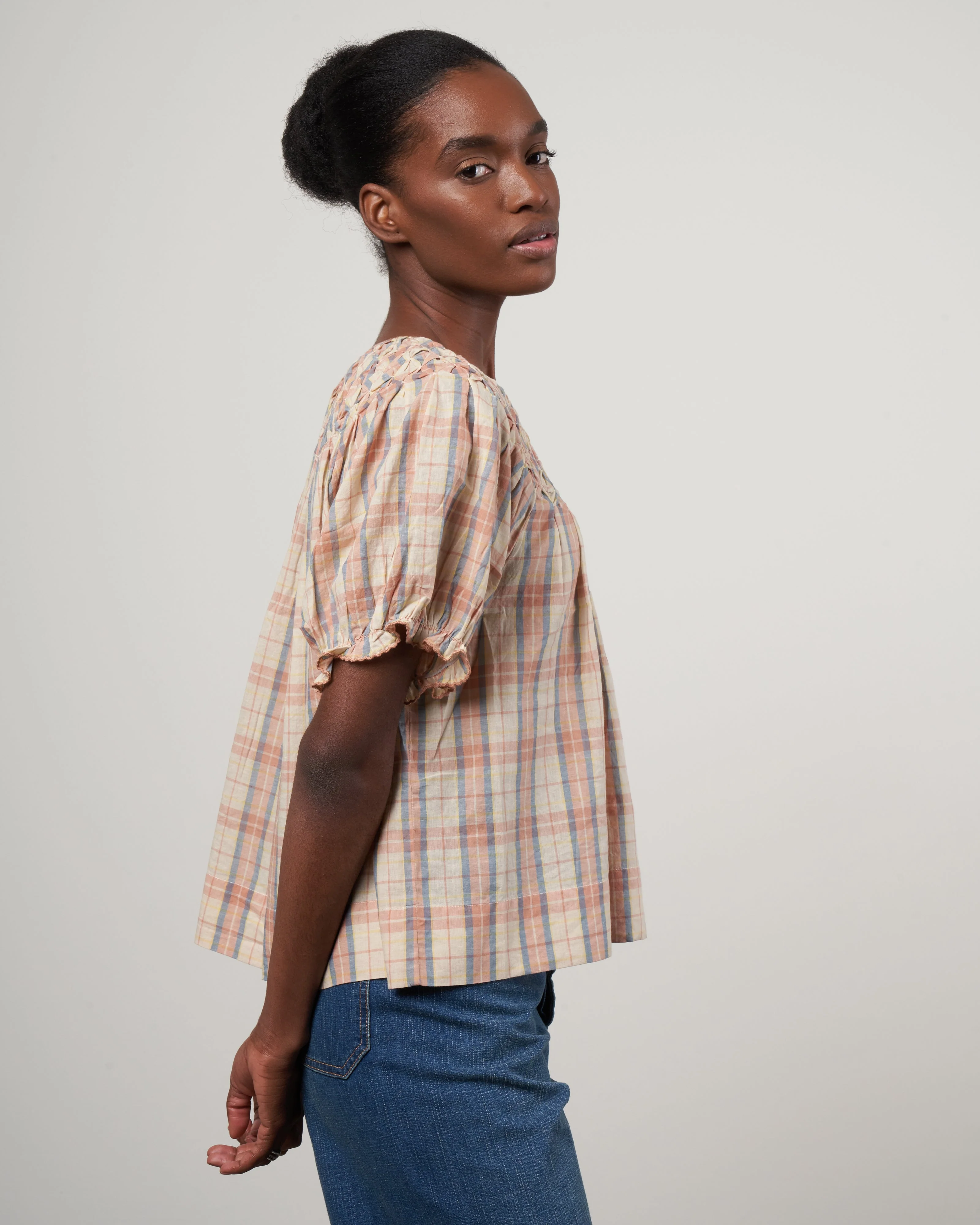 the hazel top - washed rose plaid - Image 3