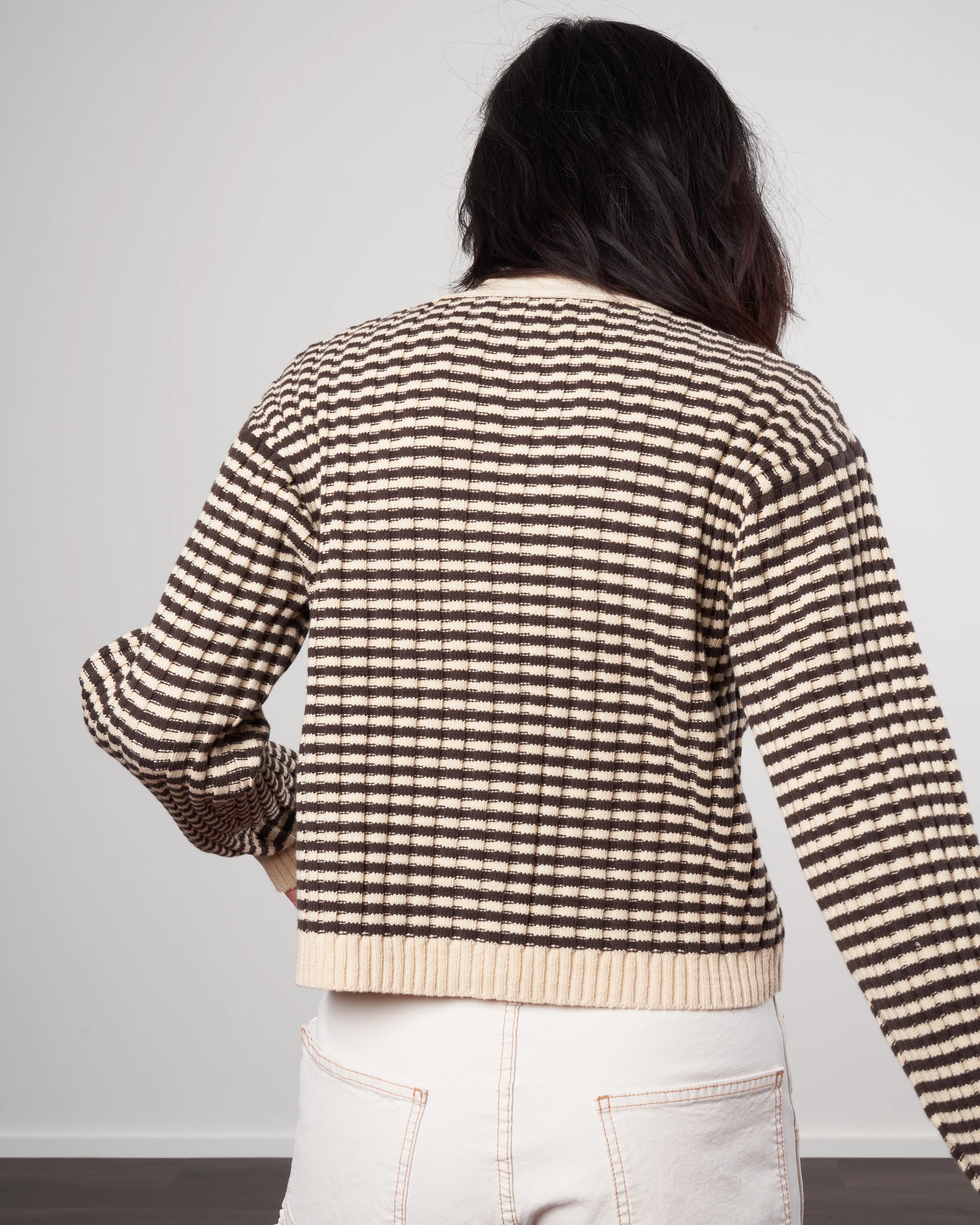 the mini striped cardigan - woodsmoke stripe - Image 4