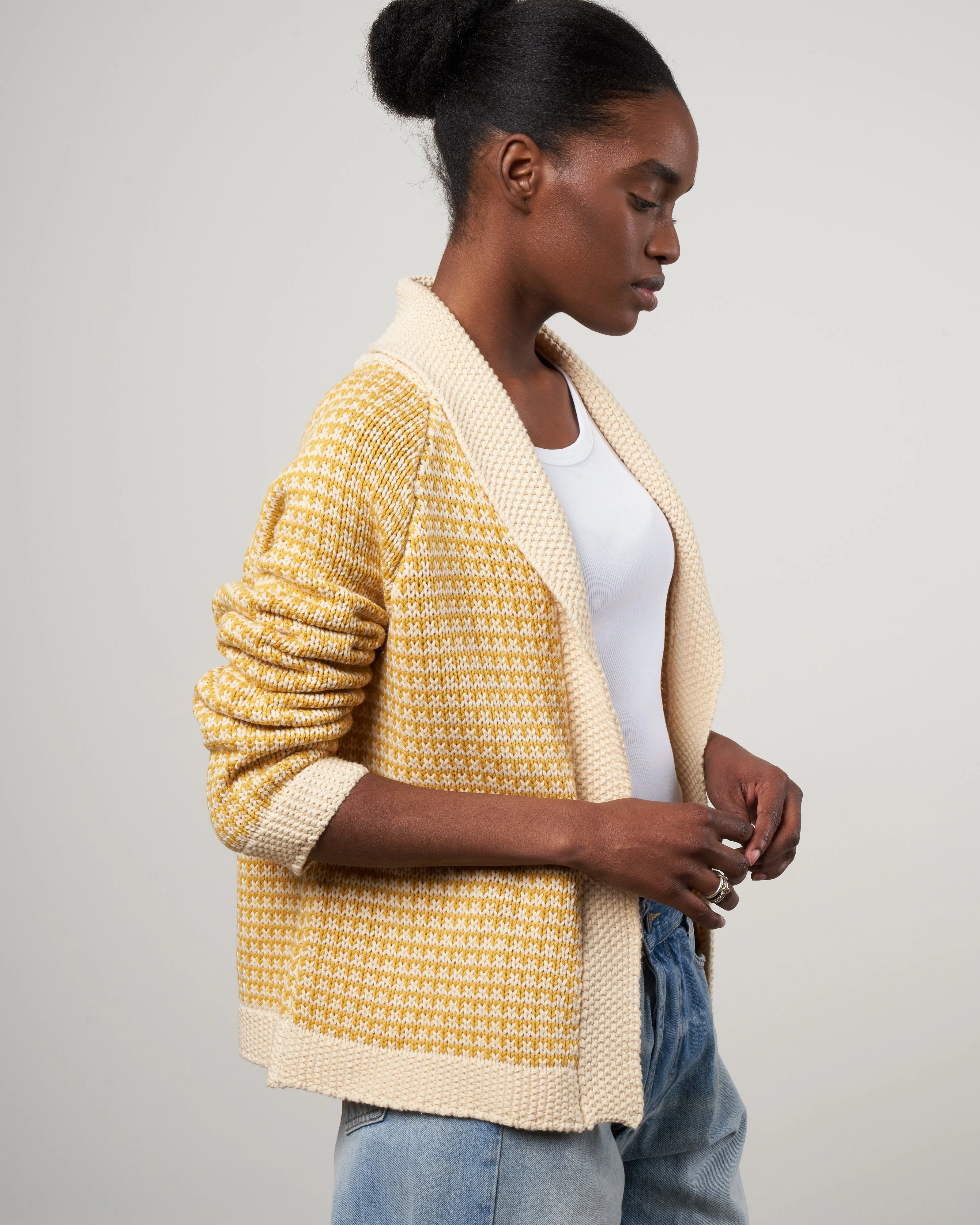 the minicheck lodge cardigan - golden light - Image 3