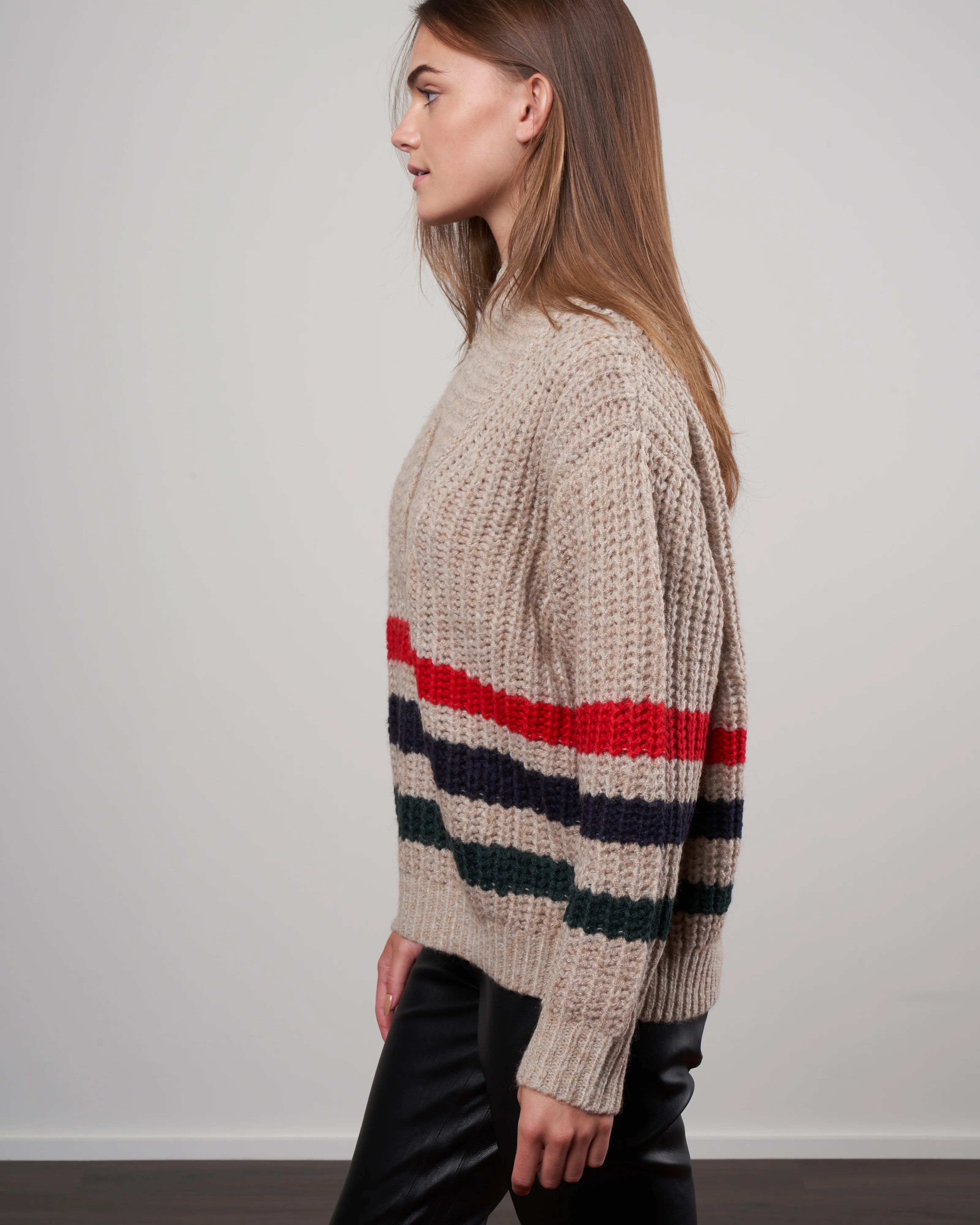 the striped henley pullover - oatmeal - Image 3