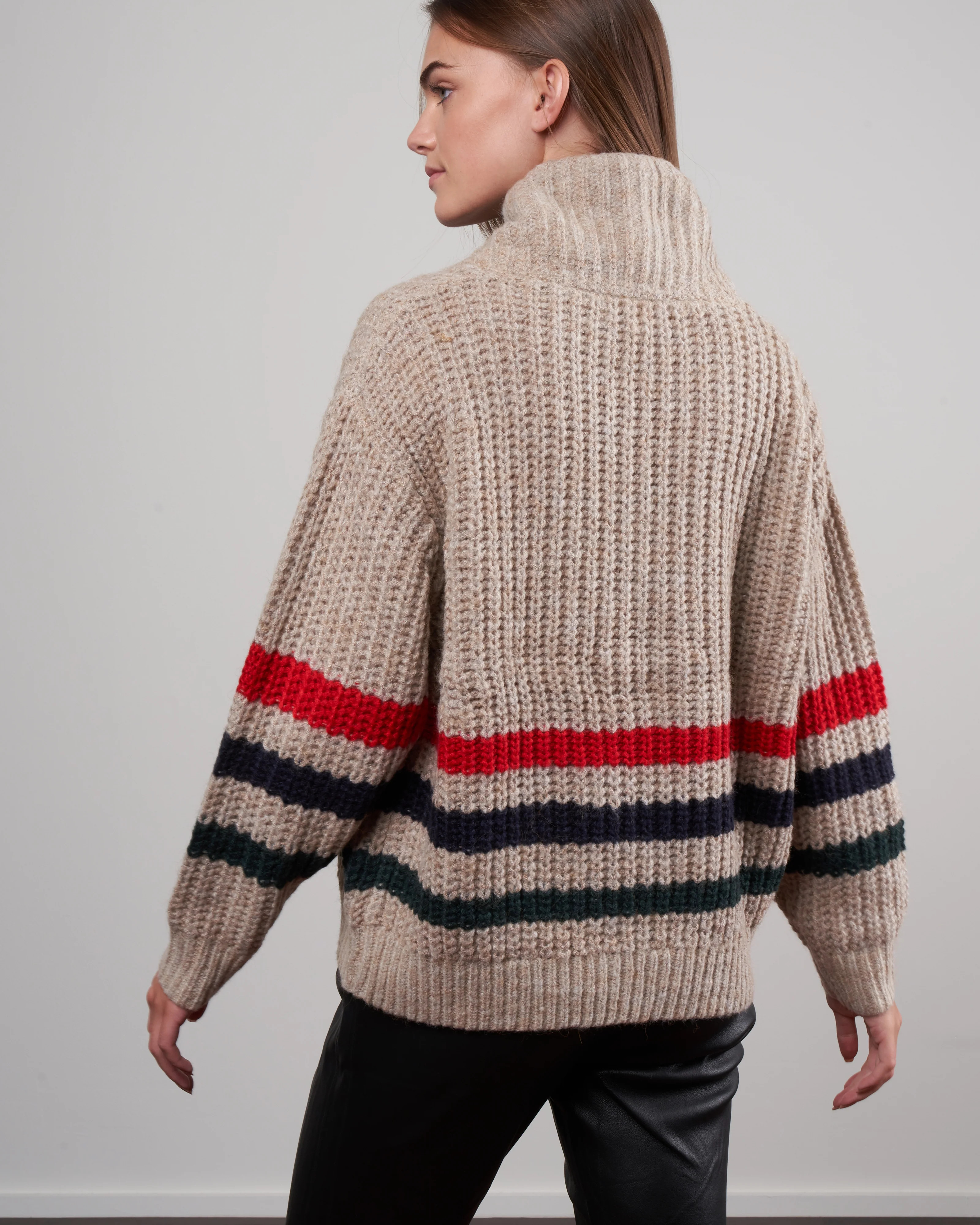 the striped henley pullover - oatmeal - Image 4