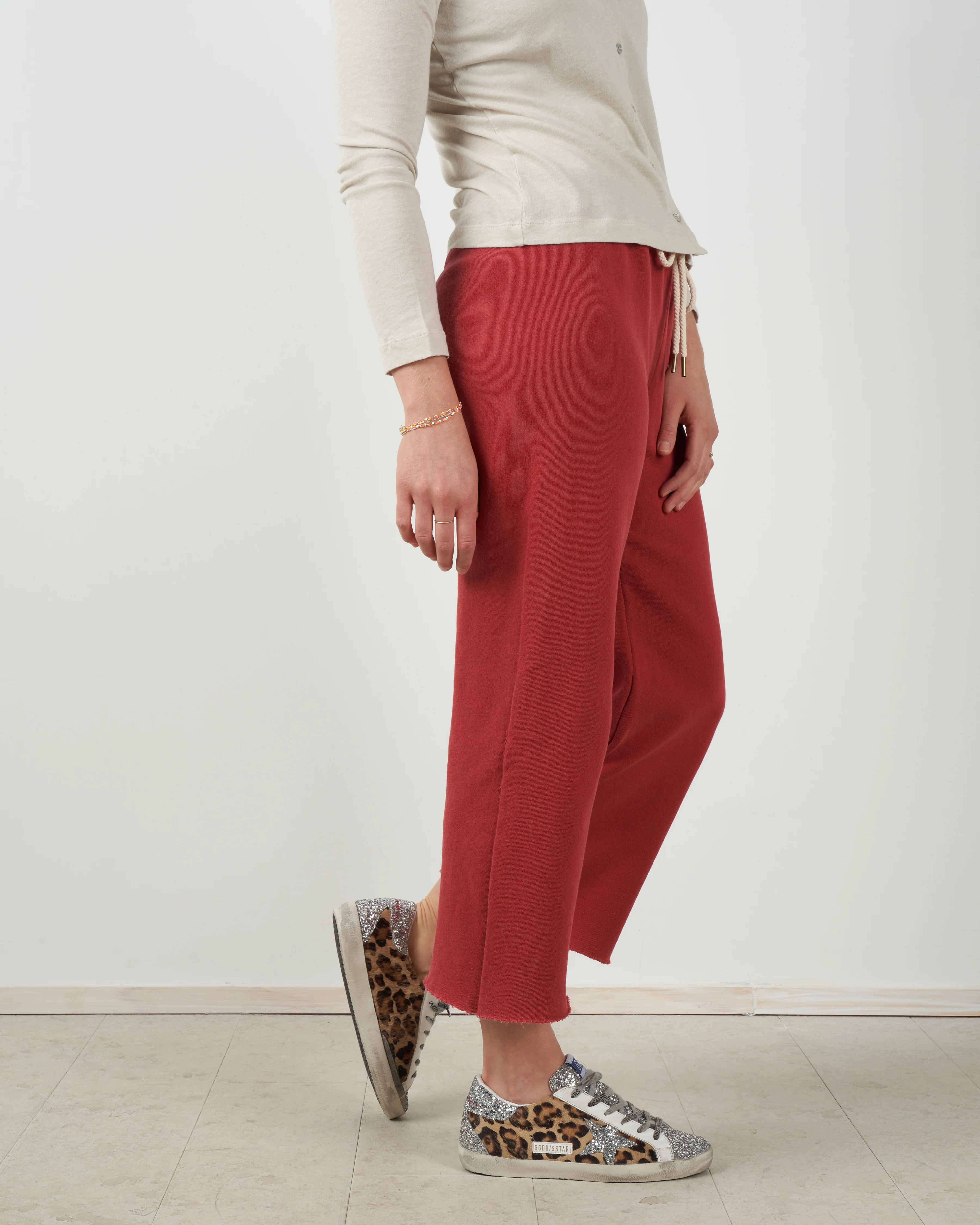 wide leg cropped sweatpants - strawberry - Image 2