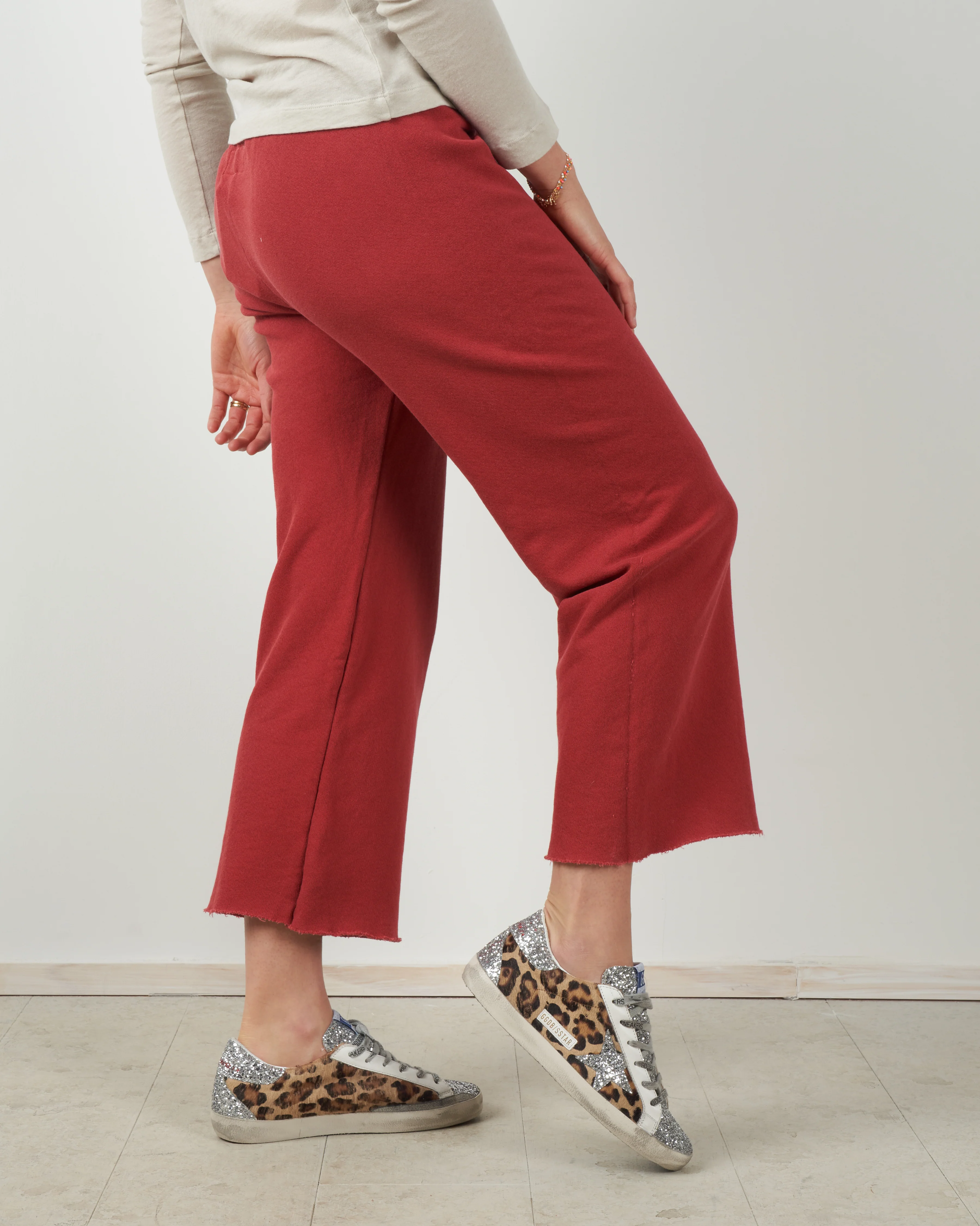 wide leg cropped sweatpants - strawberry - Image 3