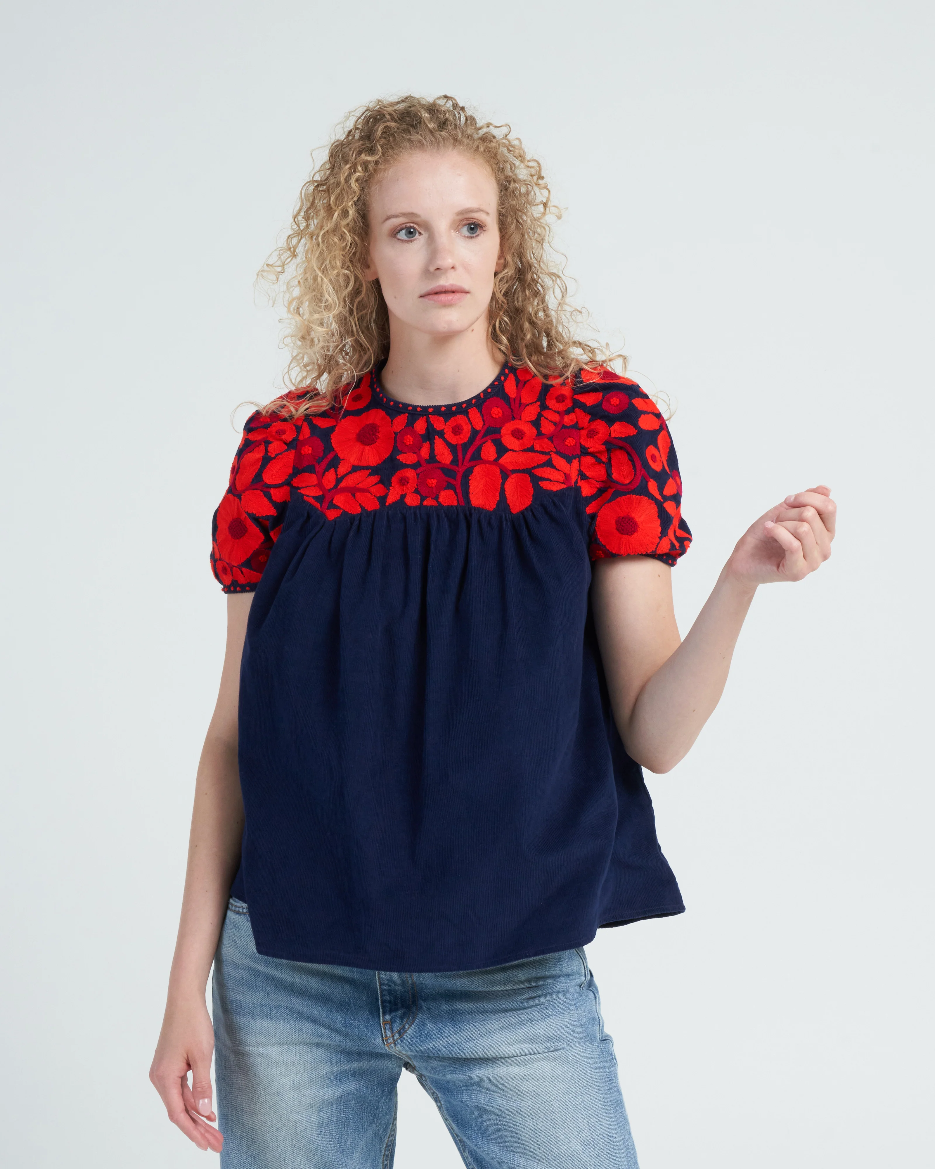 olympia top - navy/red