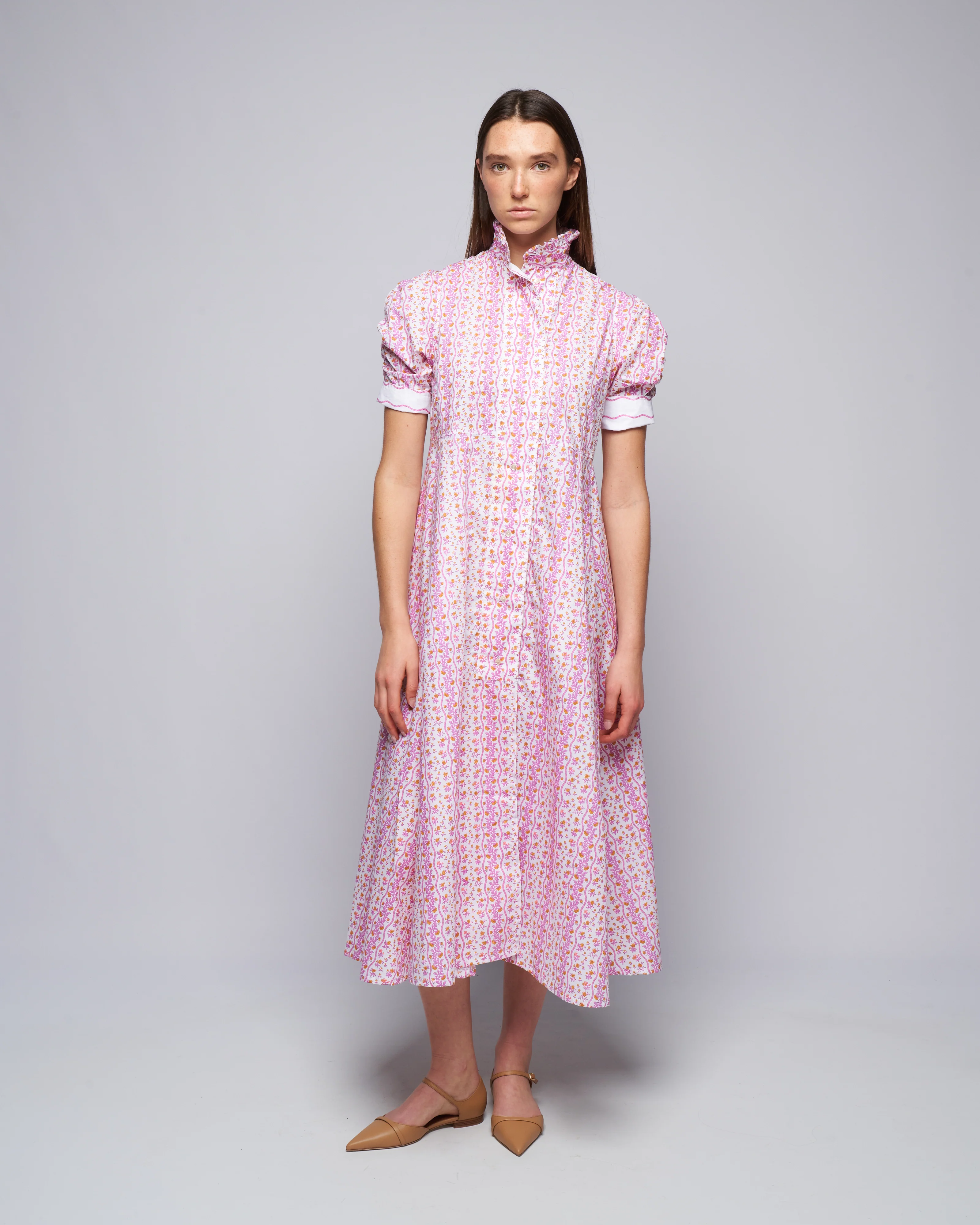venetia poplin dress - cyclamen/mustard - Image 2