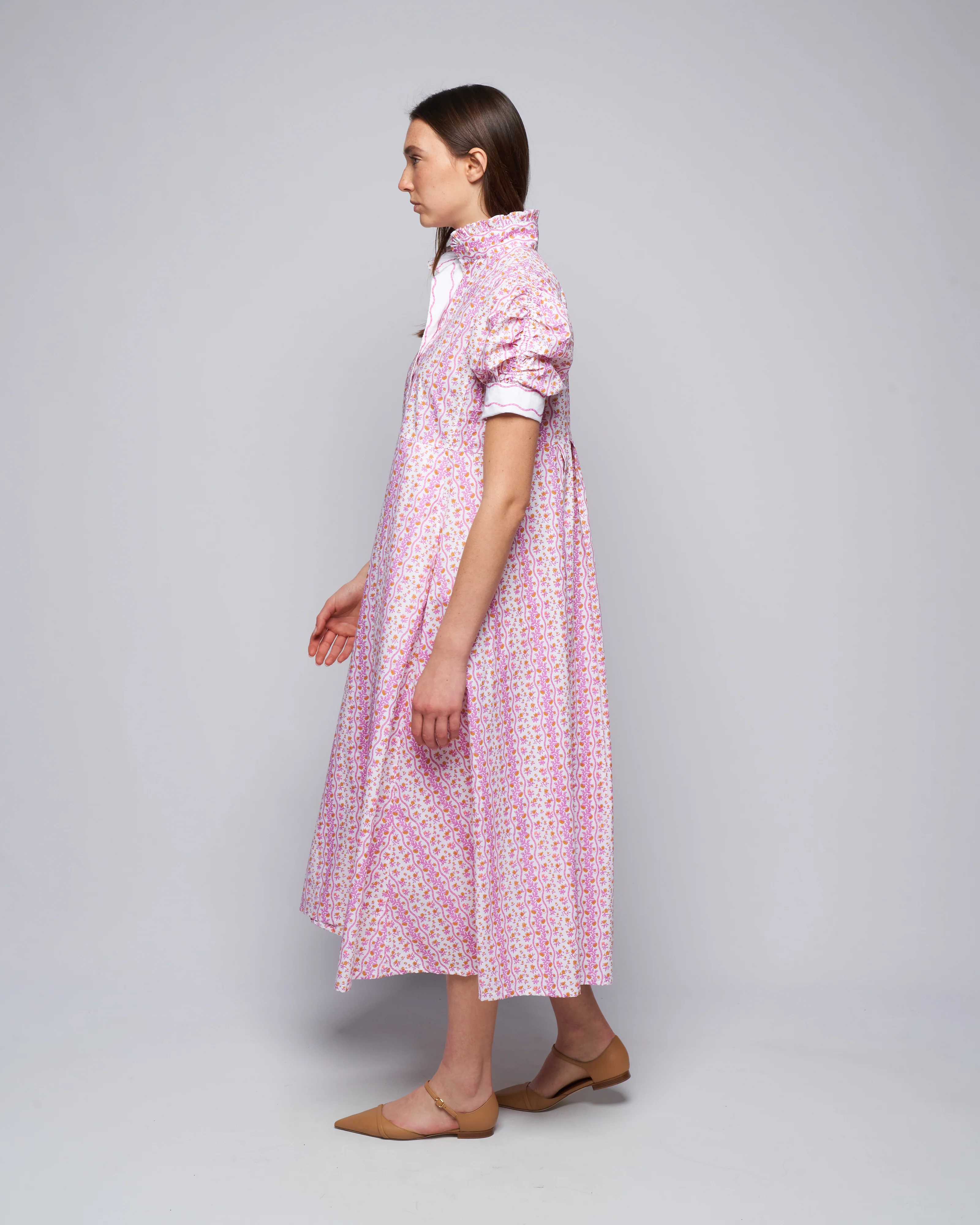 venetia poplin dress - cyclamen/mustard - Image 3