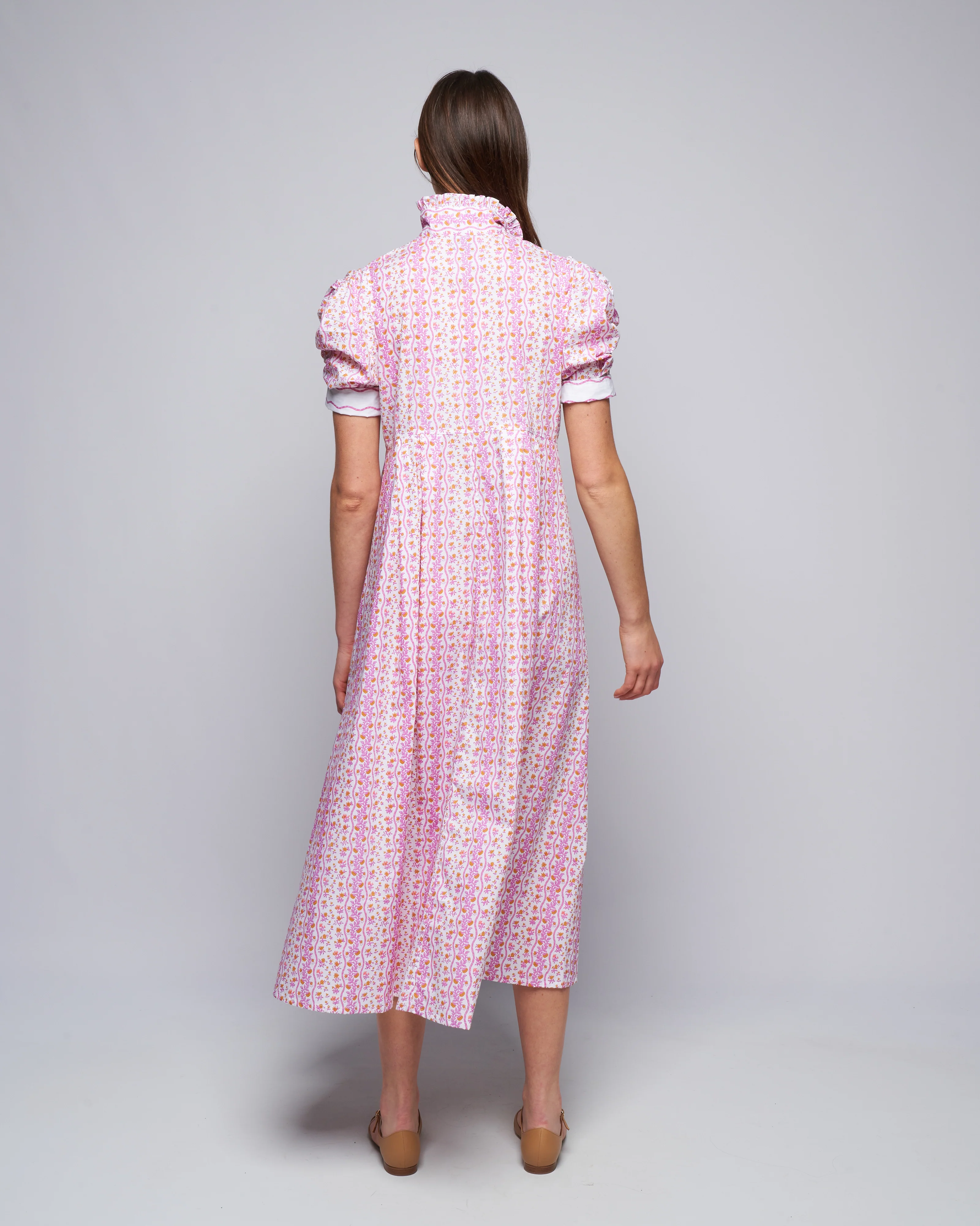venetia poplin dress - cyclamen/mustard - Image 4