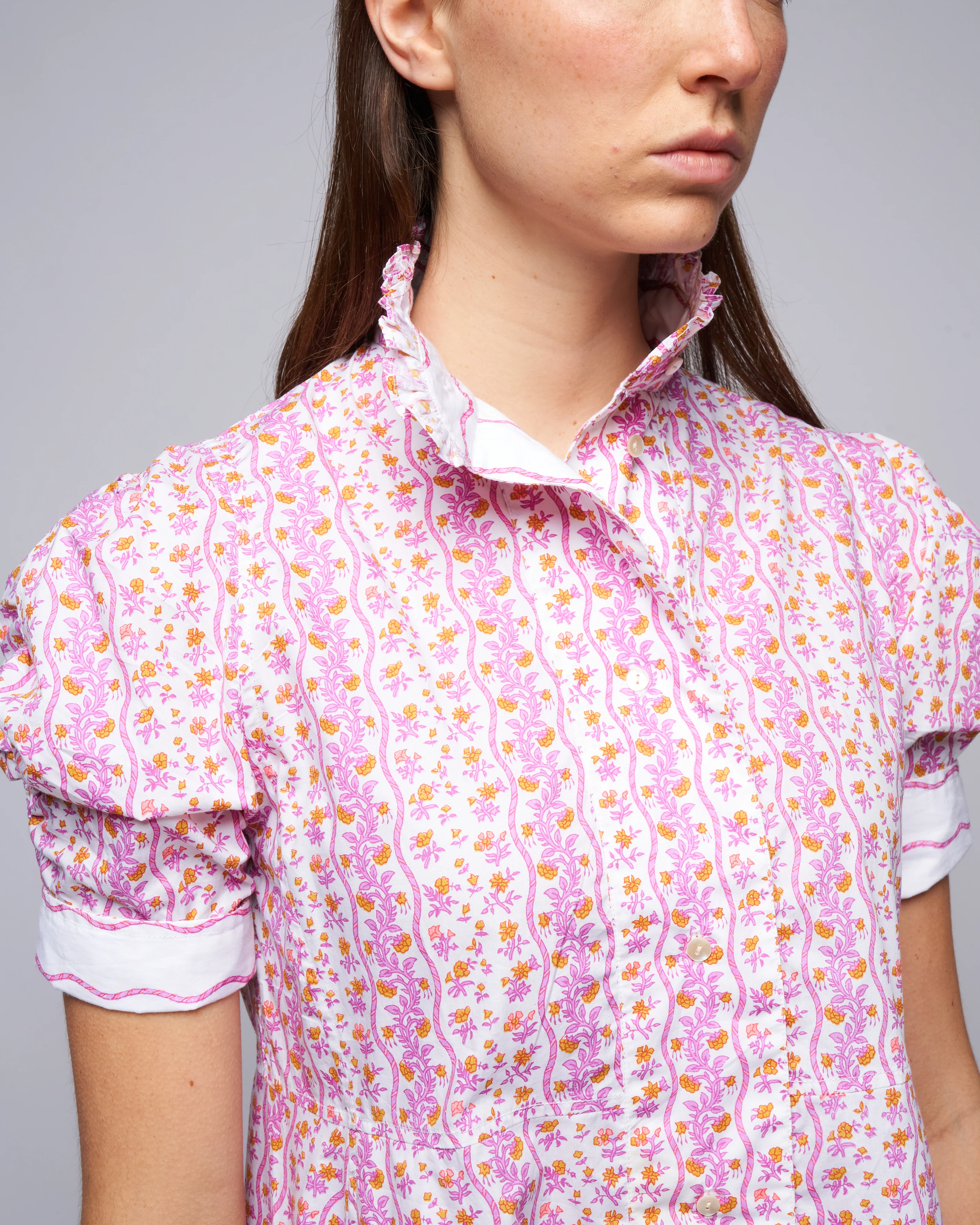 venetia poplin dress - cyclamen/mustard - Image 5