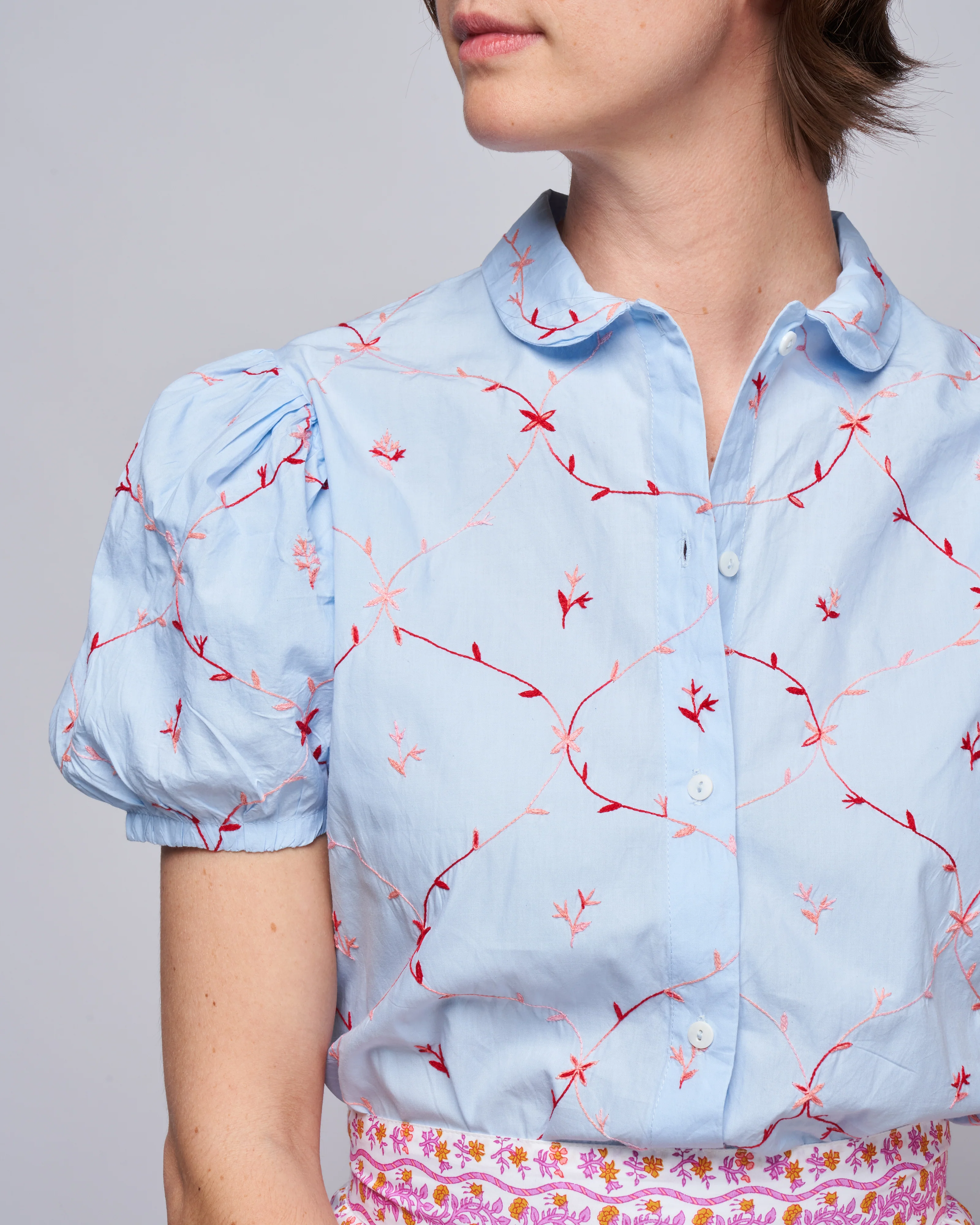 vike blouse - blue/coral - Image 4