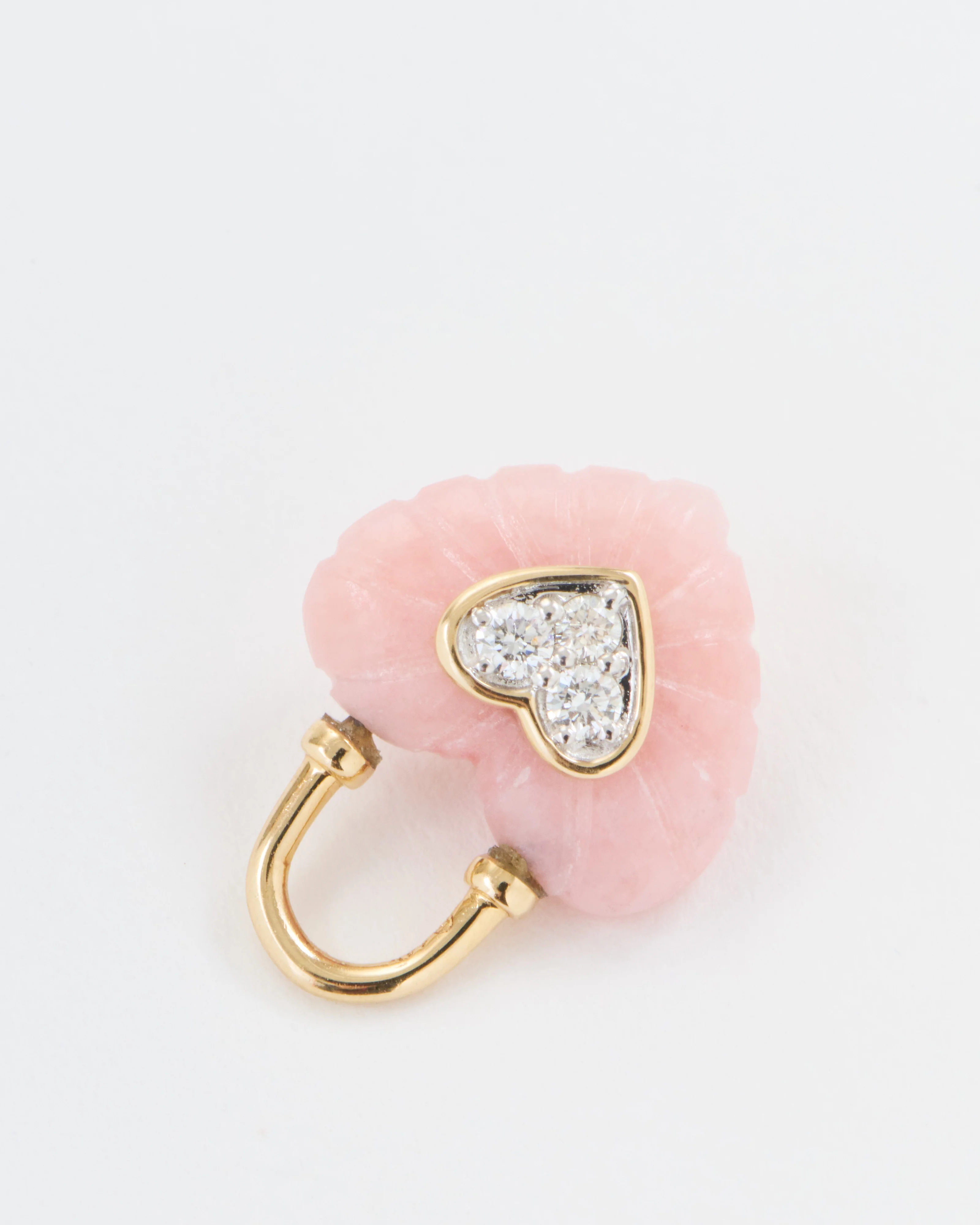 carved pink opal heart charm - Image 5
