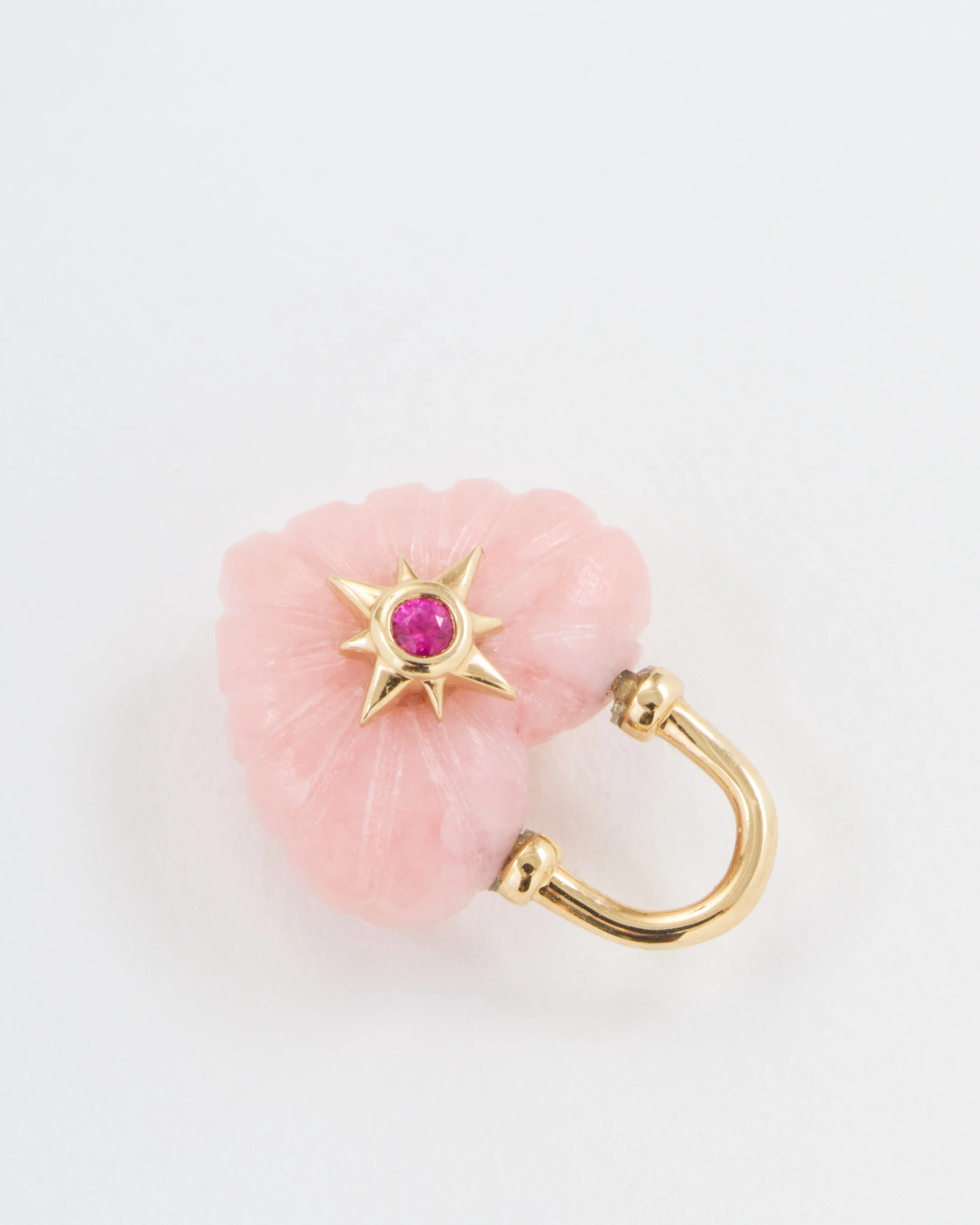 carved pink opal heart charm - Image 6