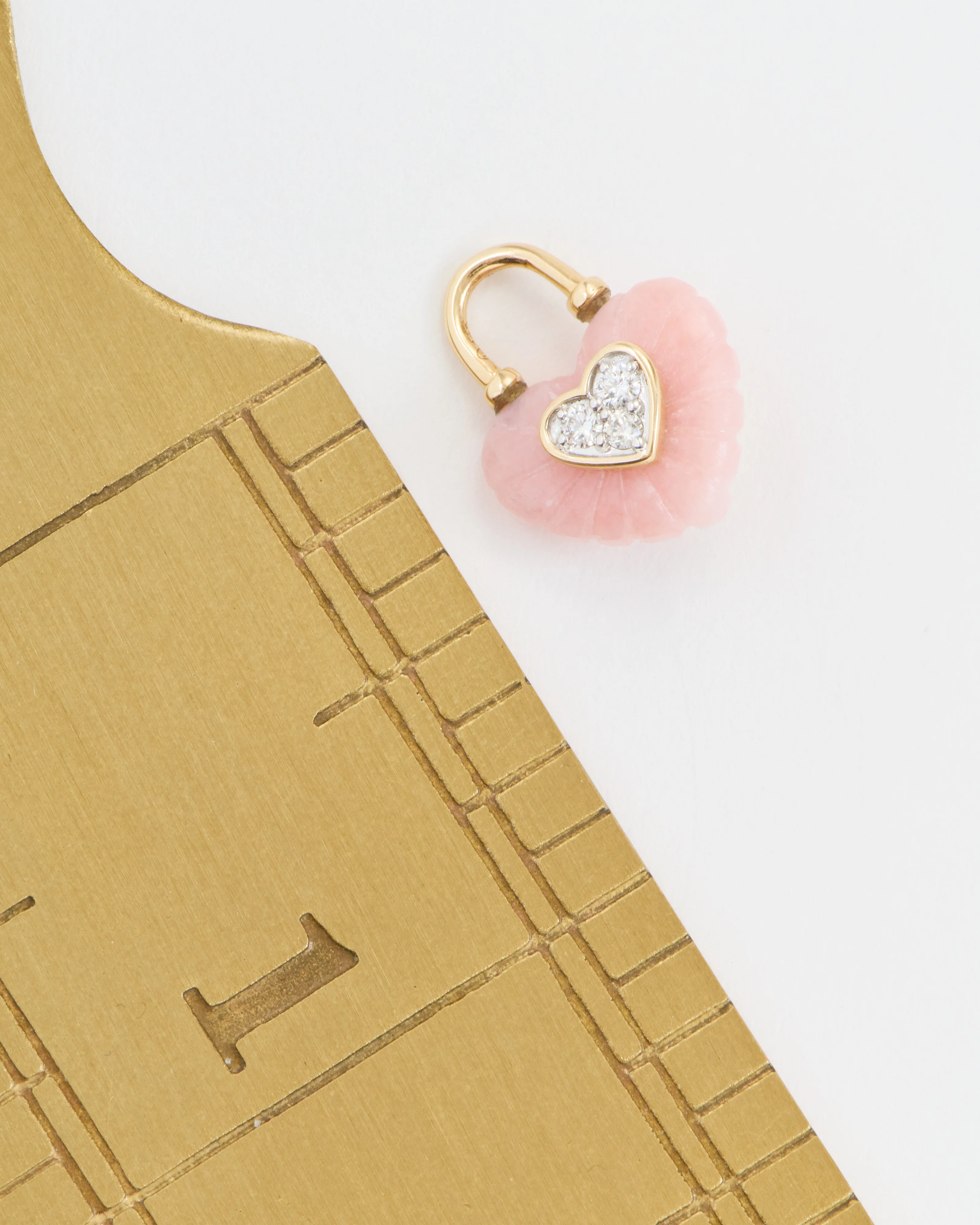 carved pink opal heart charm - Image 7