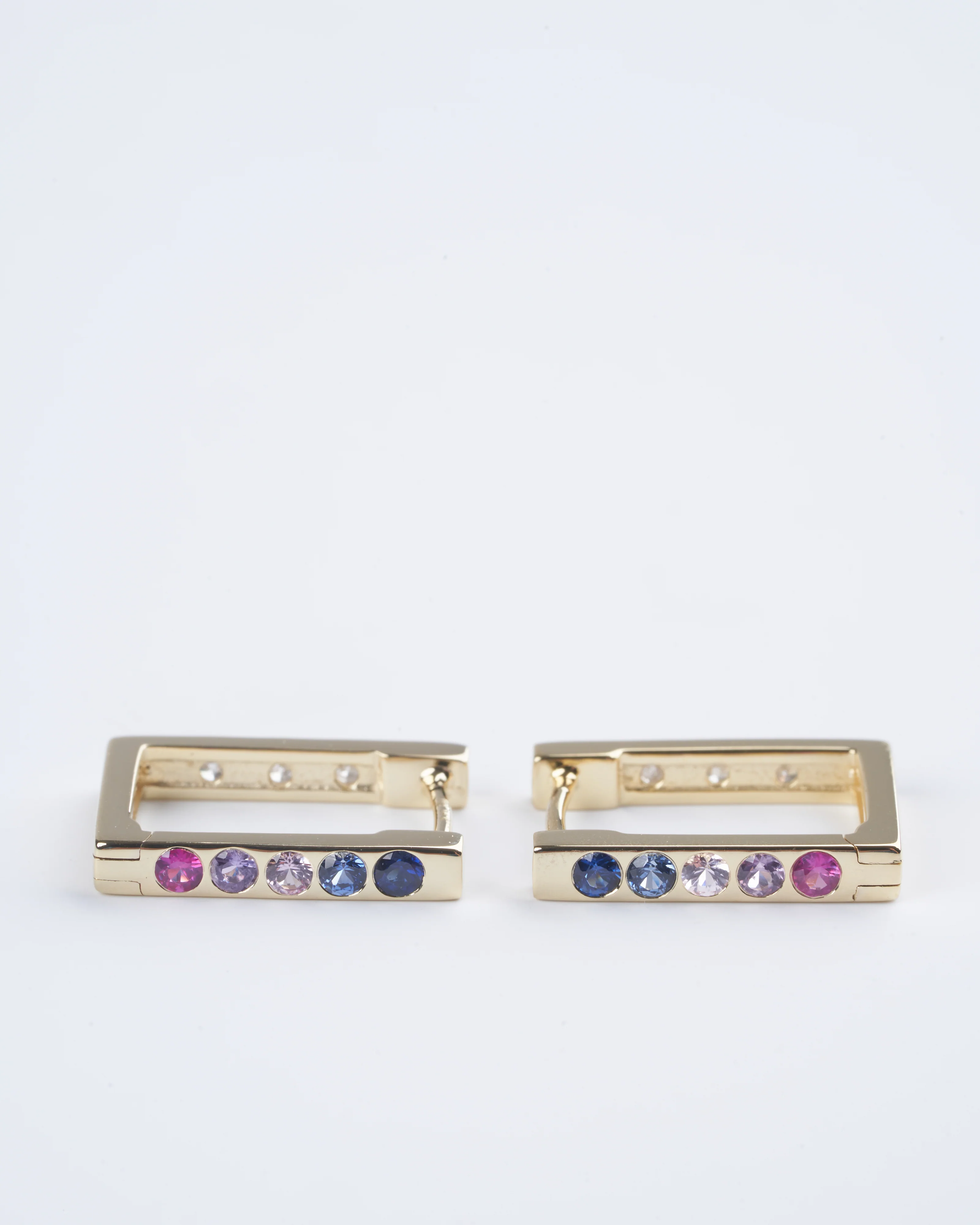 classic double sided small rectangular hoops - multi - Image 2