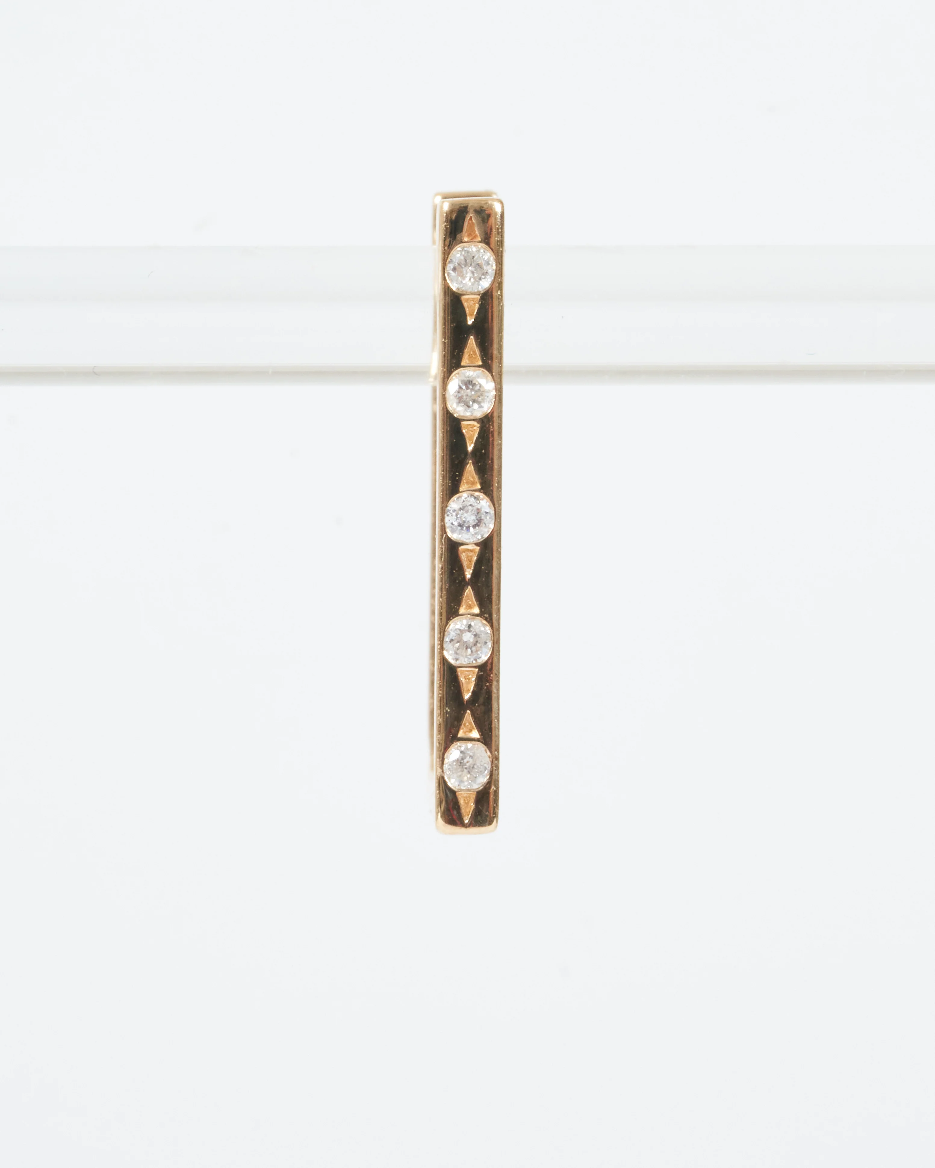 classic metal set diamond rectangular hoops - gold/ diamond - Image 3