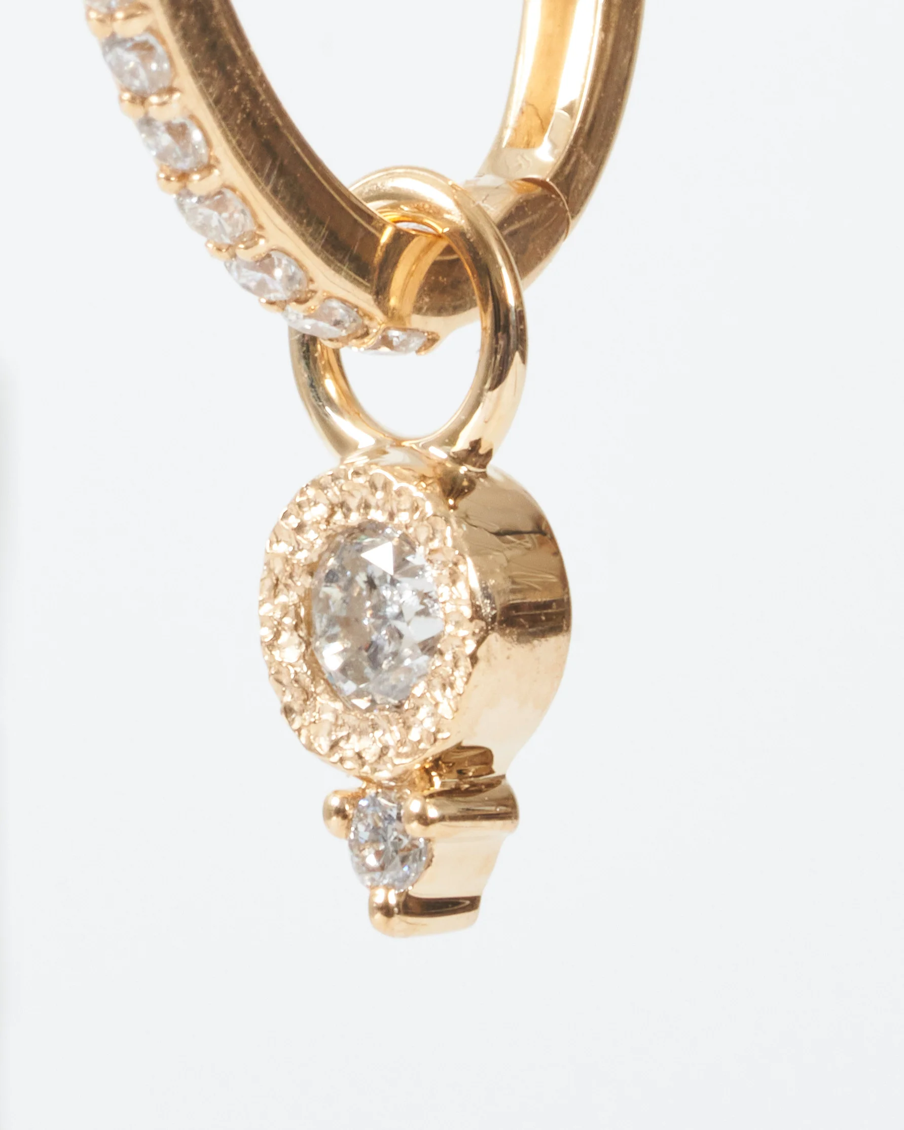 classic single diamond bezel charm - gold/diamonds - Image 3