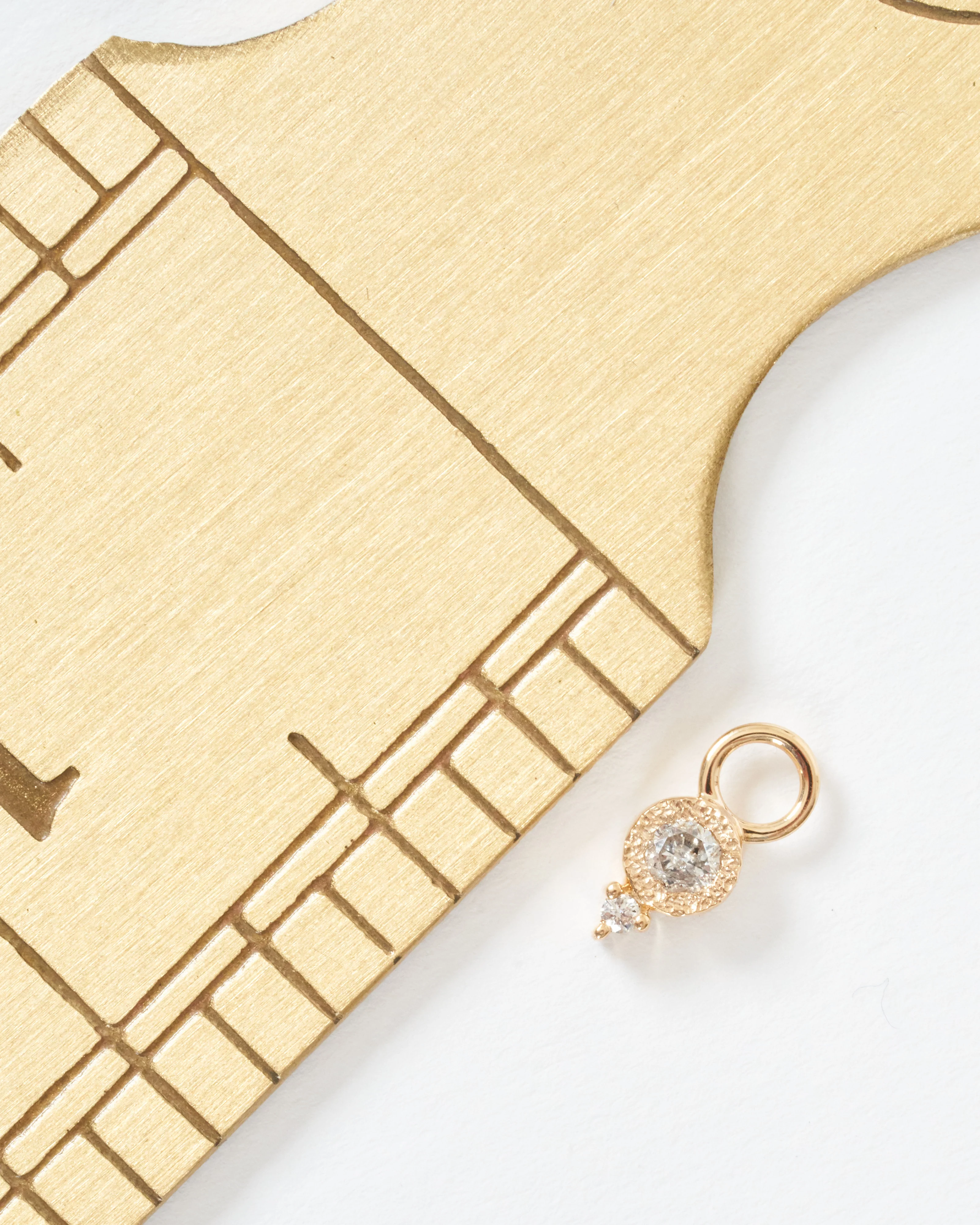 classic single diamond bezel charm - gold/diamonds - Image 5