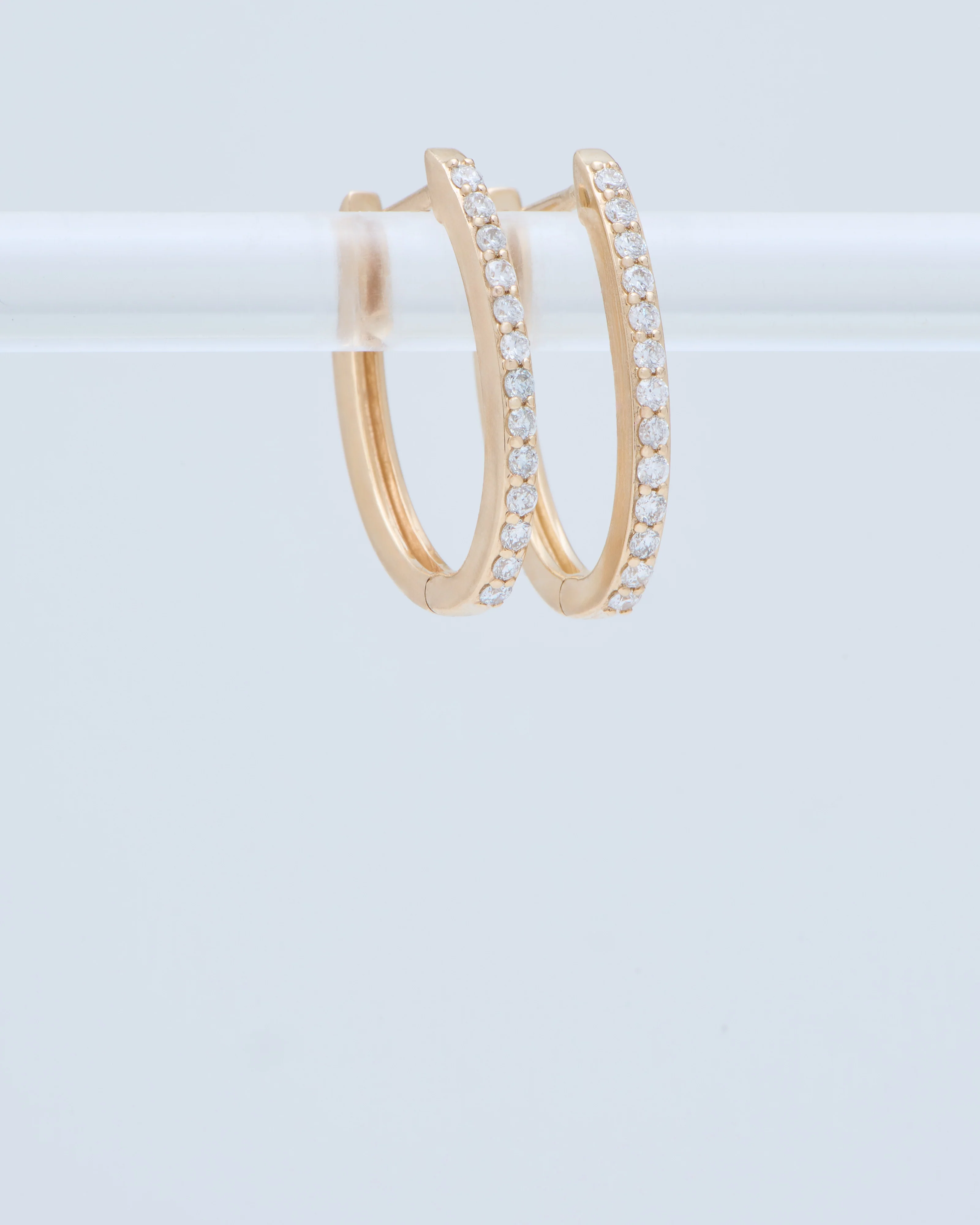classic small oval pave hoops - Image 3
