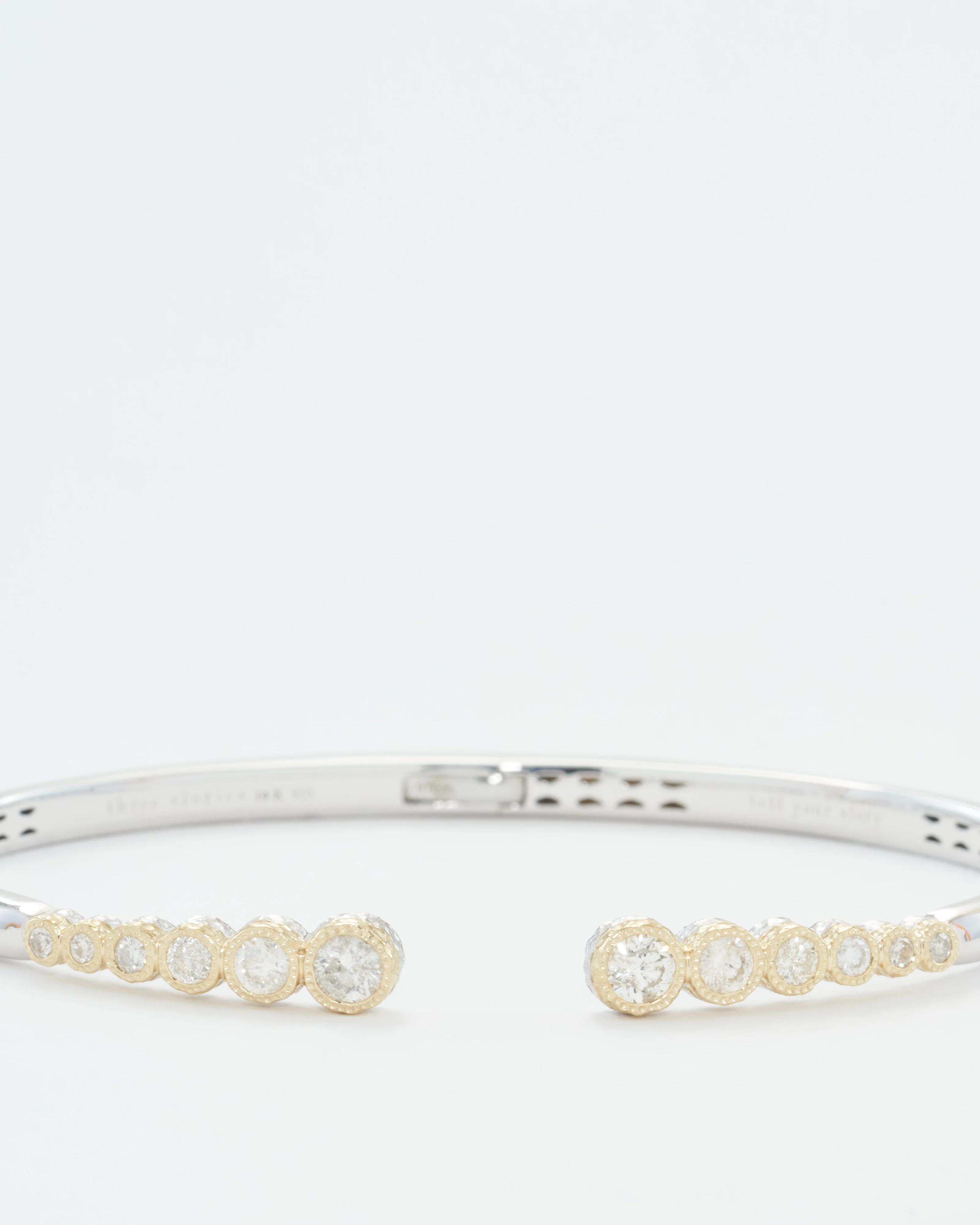 classic two-toned open bezel set diamond bangle - Image 2