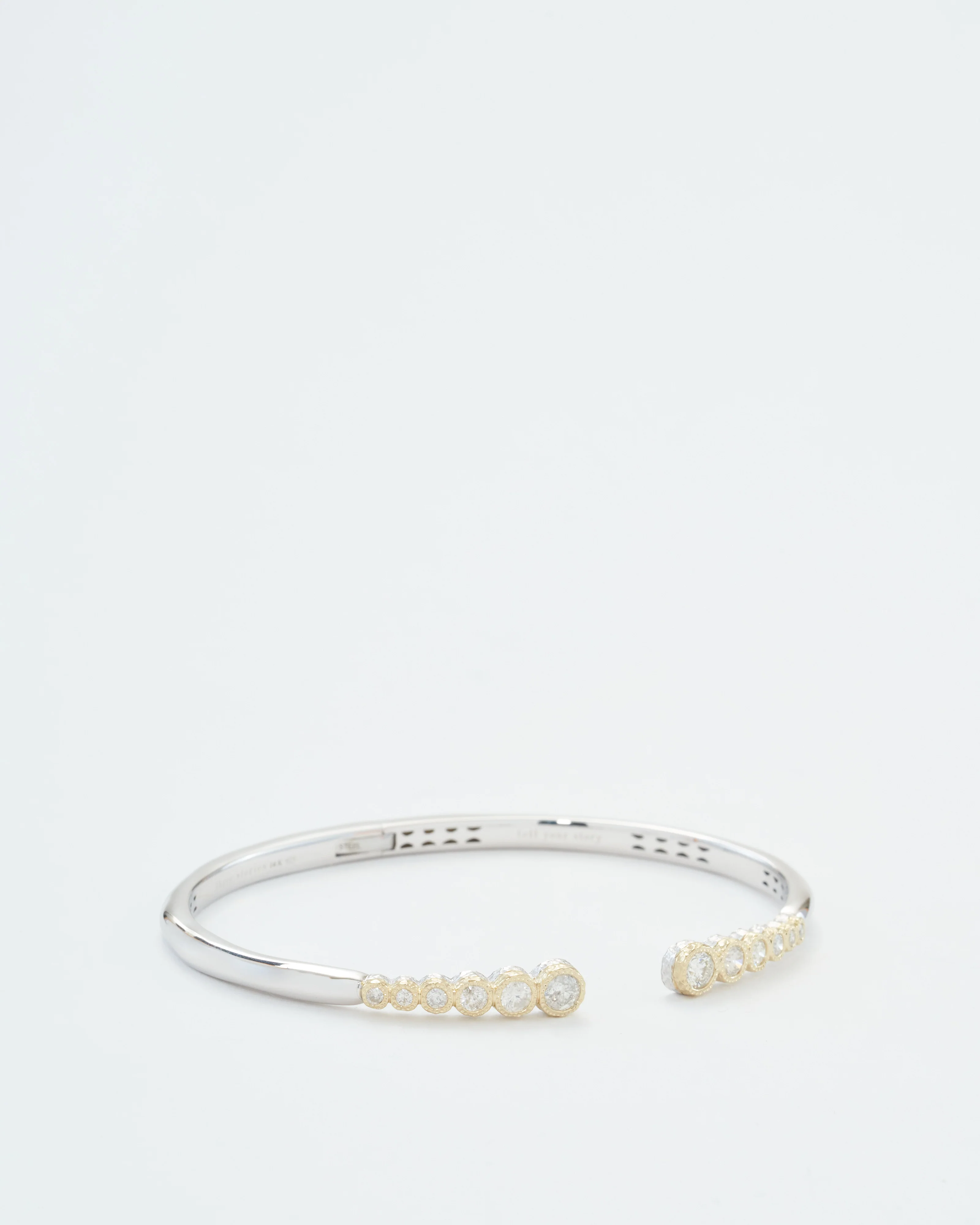classic two-toned open bezel set diamond bangle - Image 3