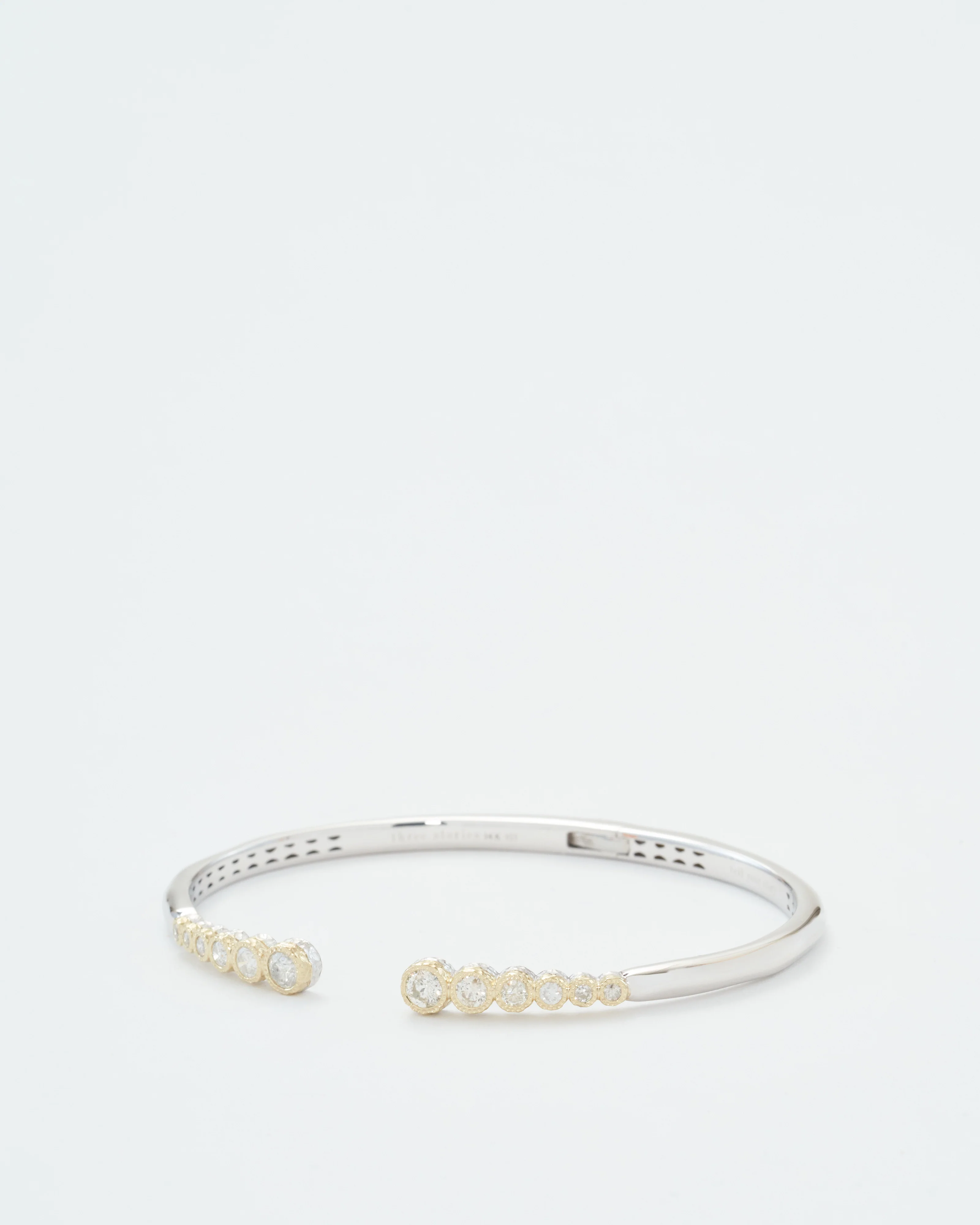 classic two-toned open bezel set diamond bangle - Image 4