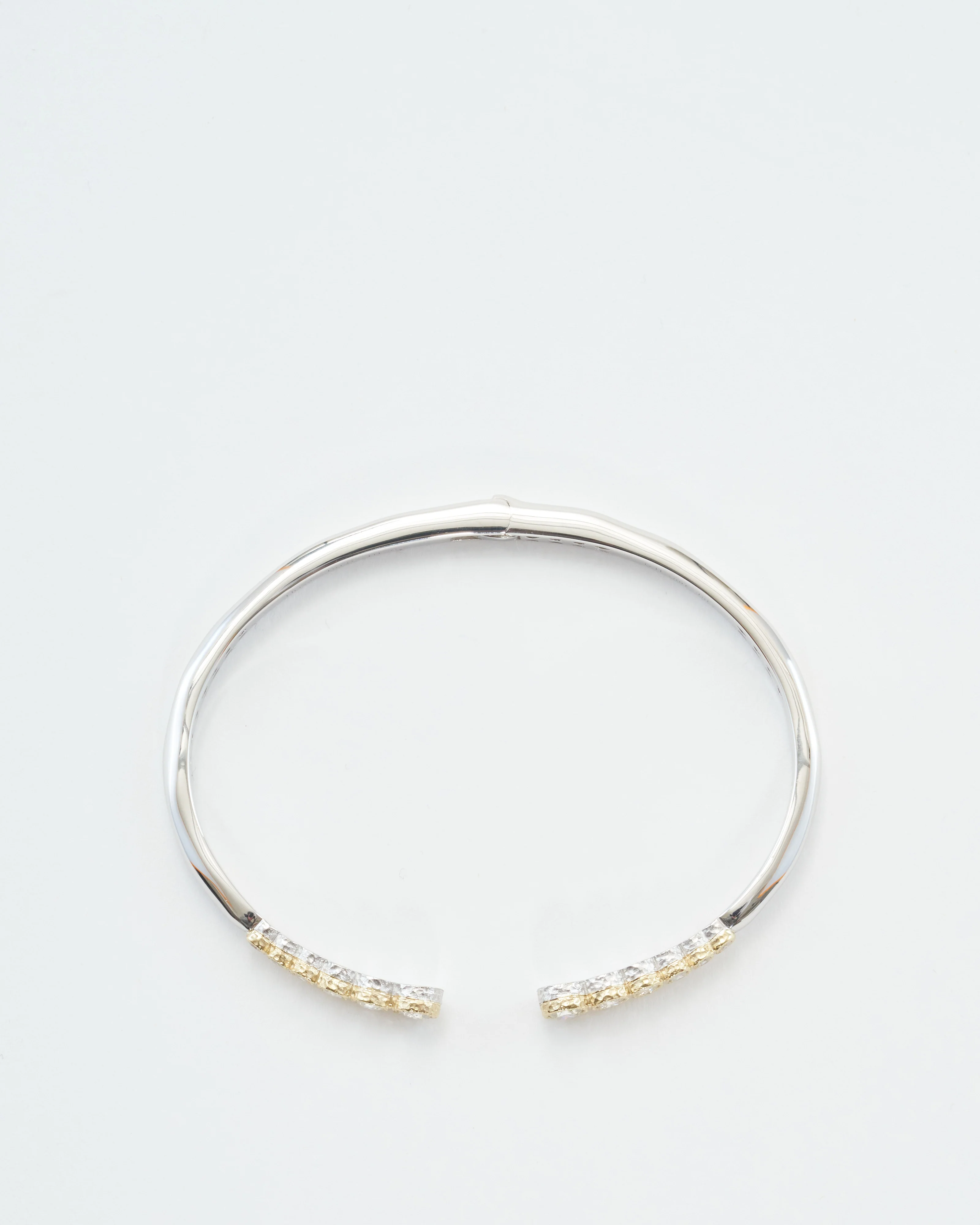 classic two-toned open bezel set diamond bangle - Image 6